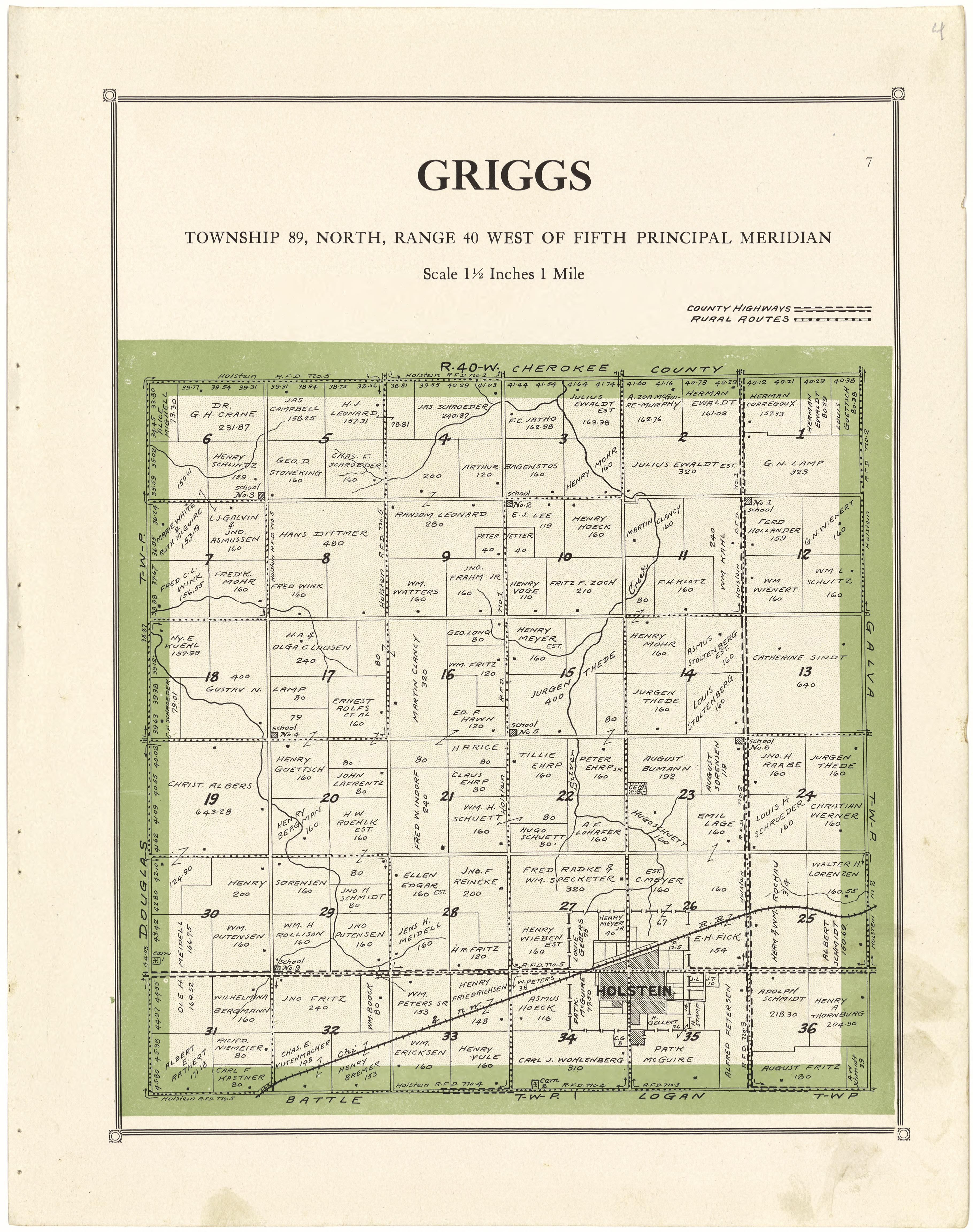 Griggs from Atlas of Ida County, Iowa 1920 by Relic Map Company
