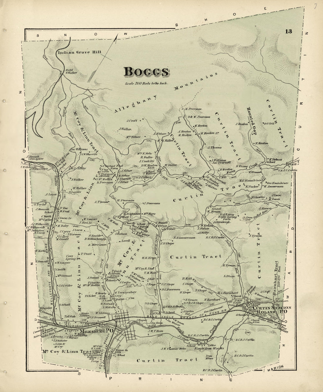 Boggs from Atlas of Centre County, Pennsylvania 1874 by Relic Map Company