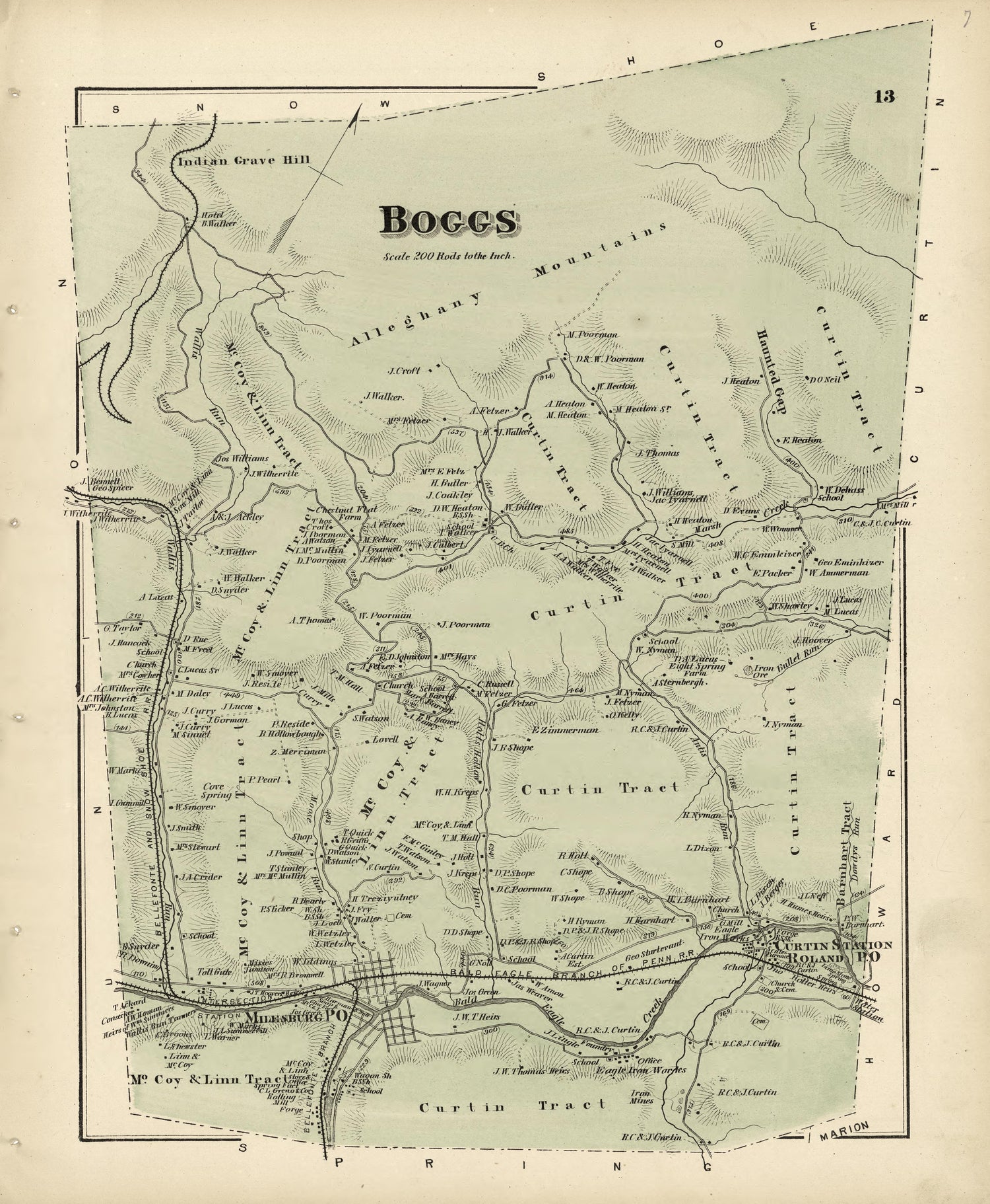 Boggs from Atlas of Centre County, Pennsylvania 1874 by Relic Map Company