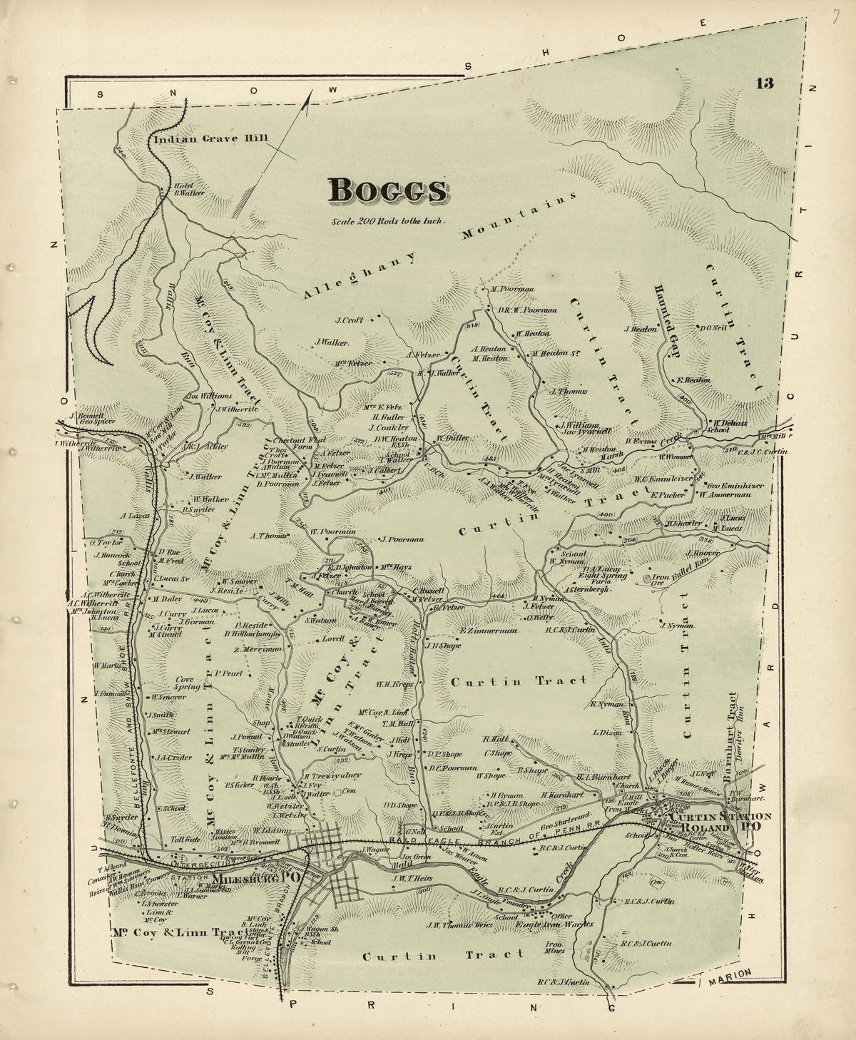 Boggs from Atlas of Centre County, Pennsylvania 1874 by Relic Map Company