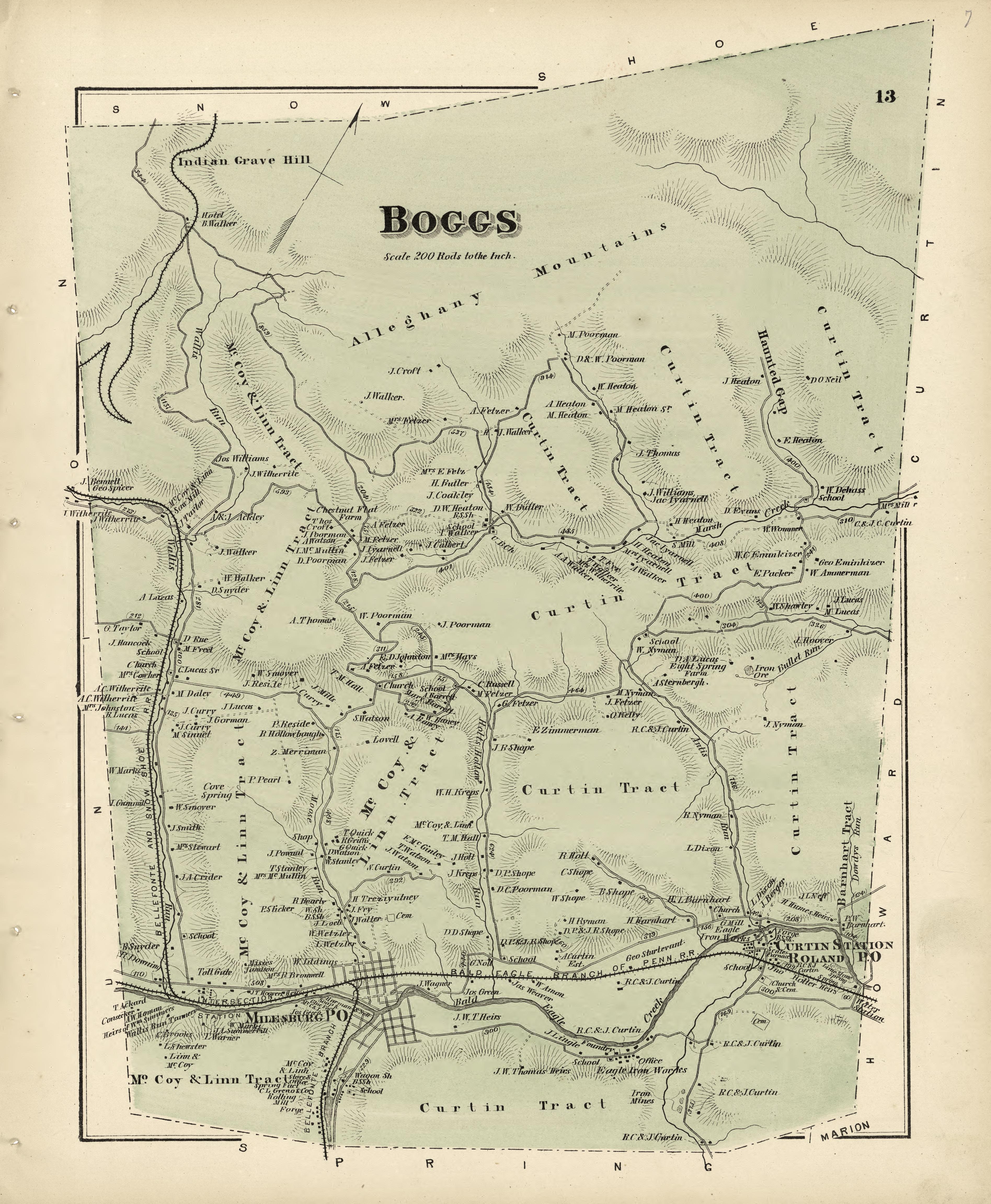 Boggs from Atlas of Centre County, Pennsylvania 1874 by Relic Map Company