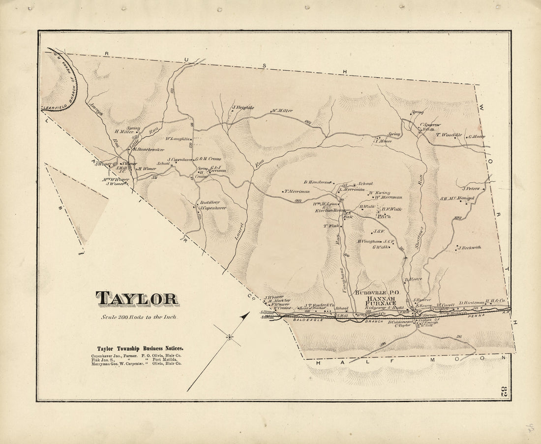 Taylor from Atlas of Centre County, Pennsylvania 1874 by Relic Map Company