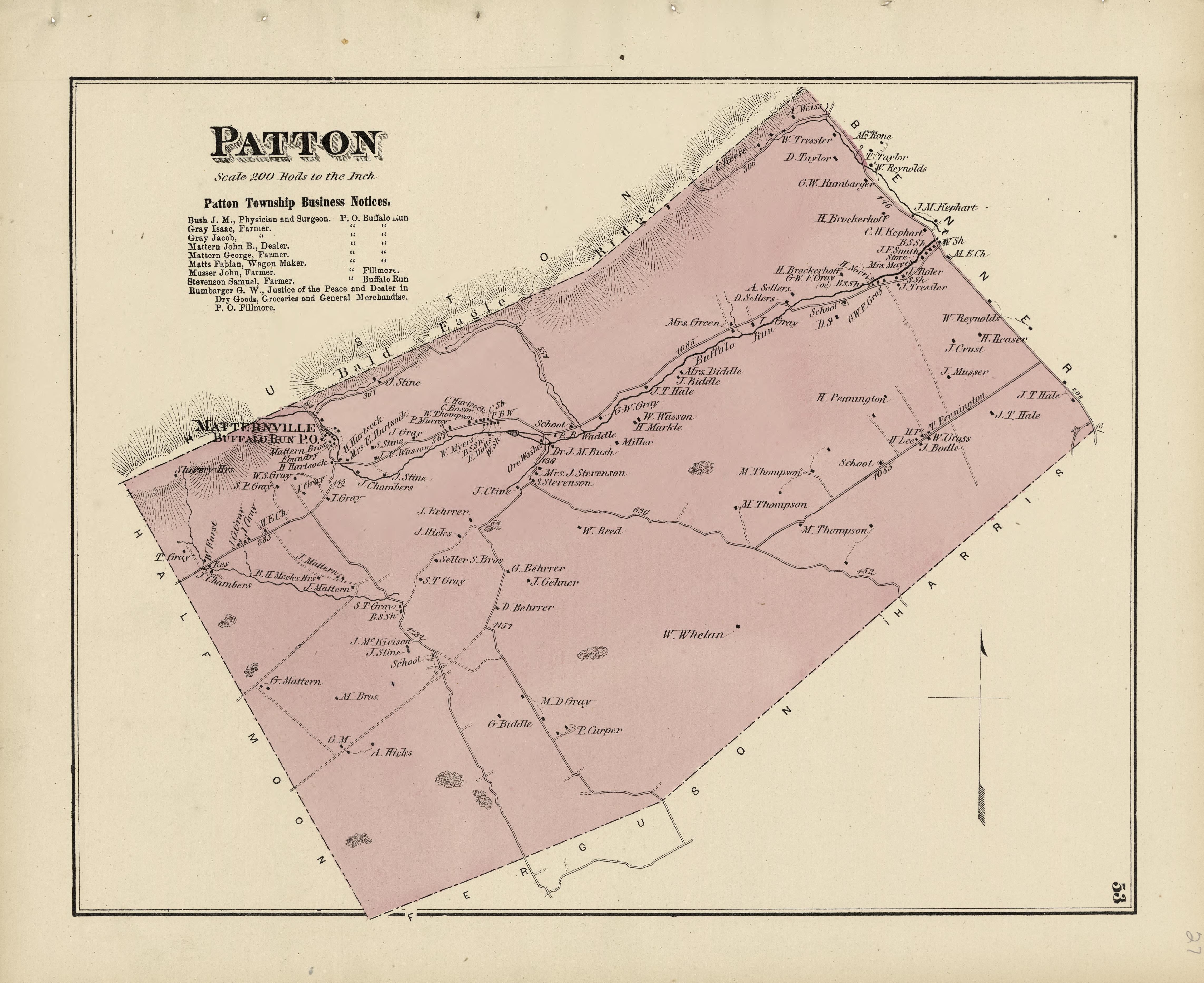 Old Map of Pennsylvania, Centre County, [1874] Patton – Relic Map Co.