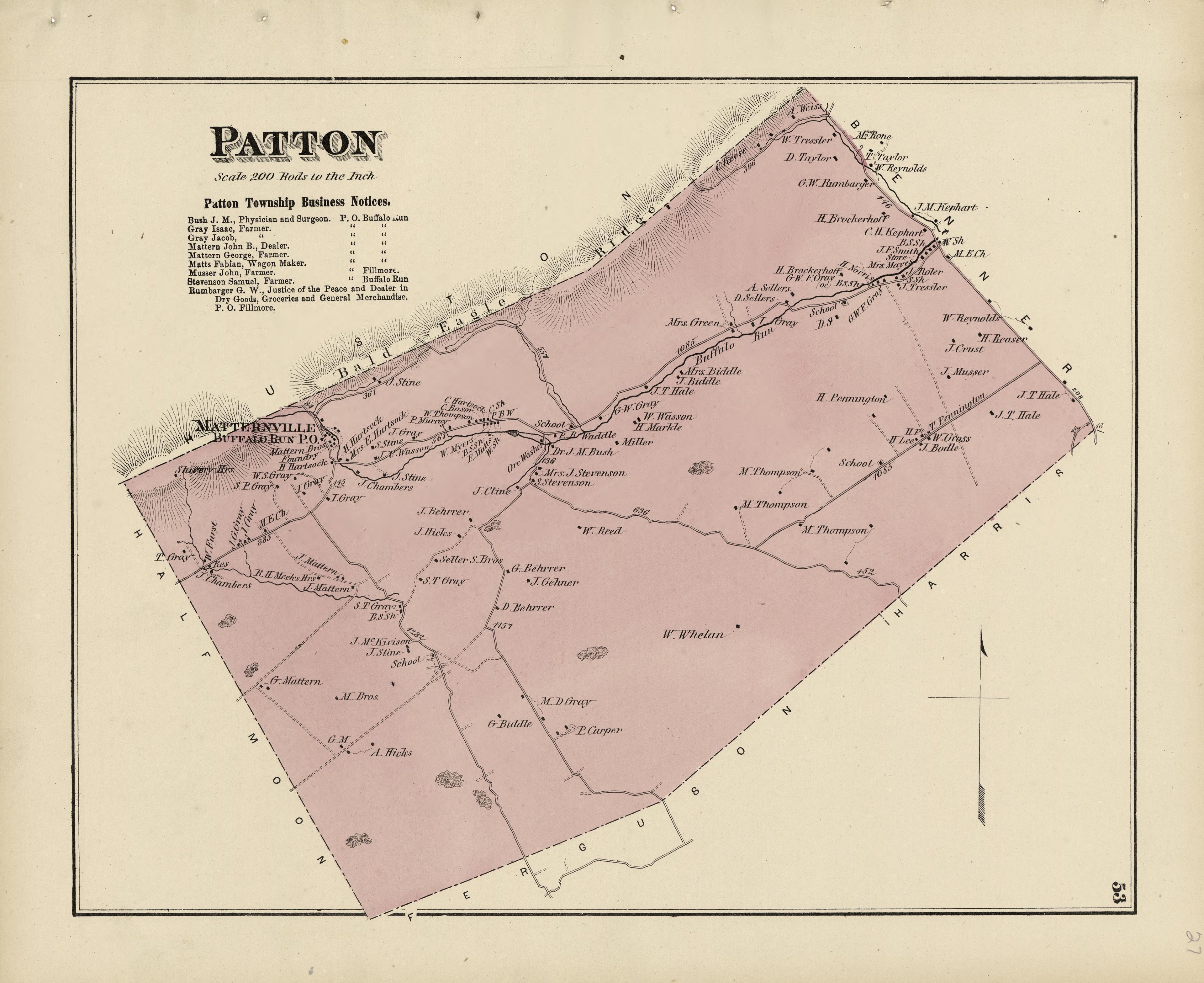 Patton from Atlas of Centre County, Pennsylvania 1874 by Relic Map Company