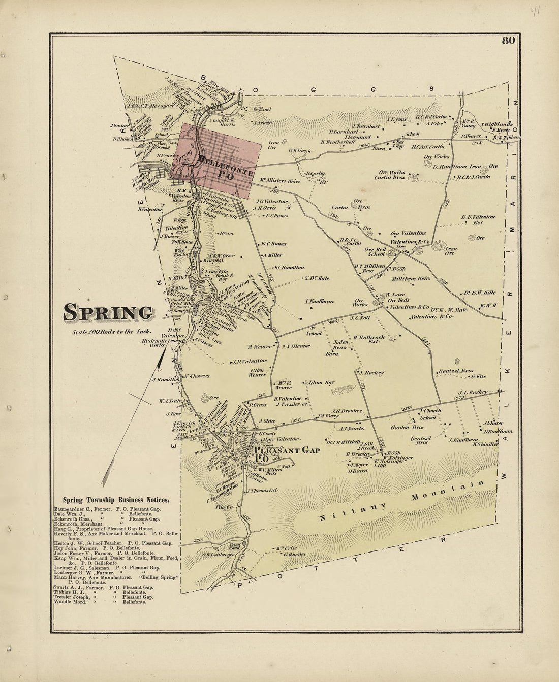 Spring from Atlas of Centre County, Pennsylvania 1874 by Relic Map Company