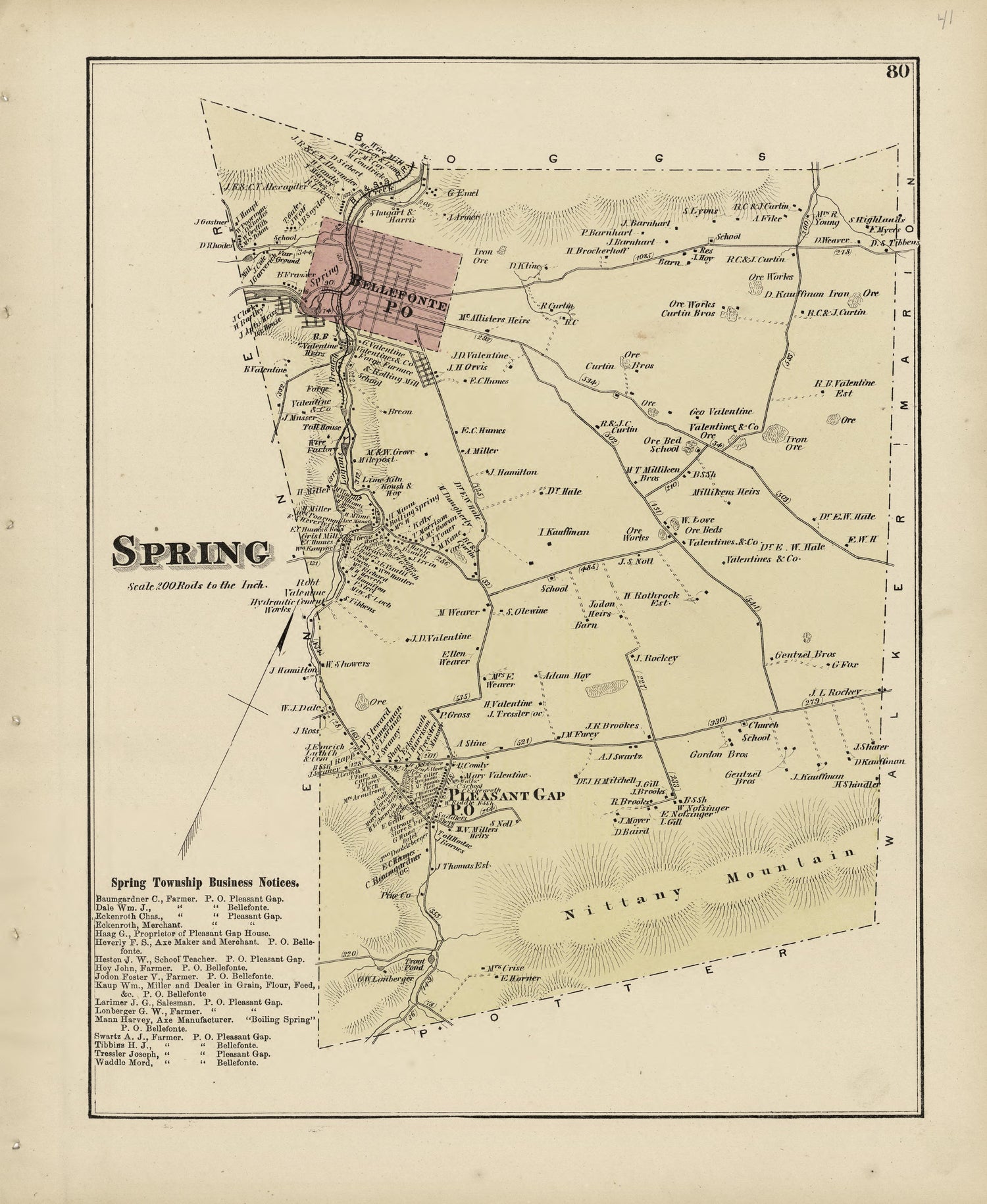 Spring from Atlas of Centre County, Pennsylvania 1874 by Relic Map Company