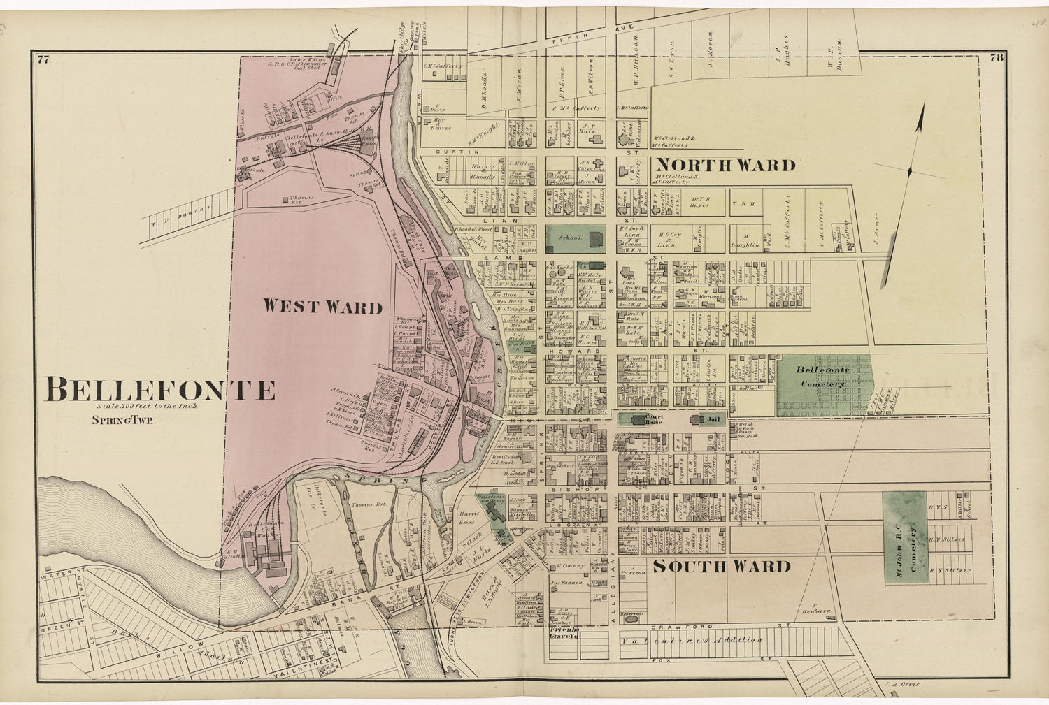Bellefonte from Atlas of Centre County, Pennsylvania 1874 by Relic Map Company