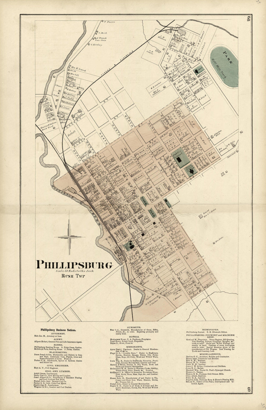 Phillipsburg from Atlas of Centre County, Pennsylvania 1874 by Relic Map Company