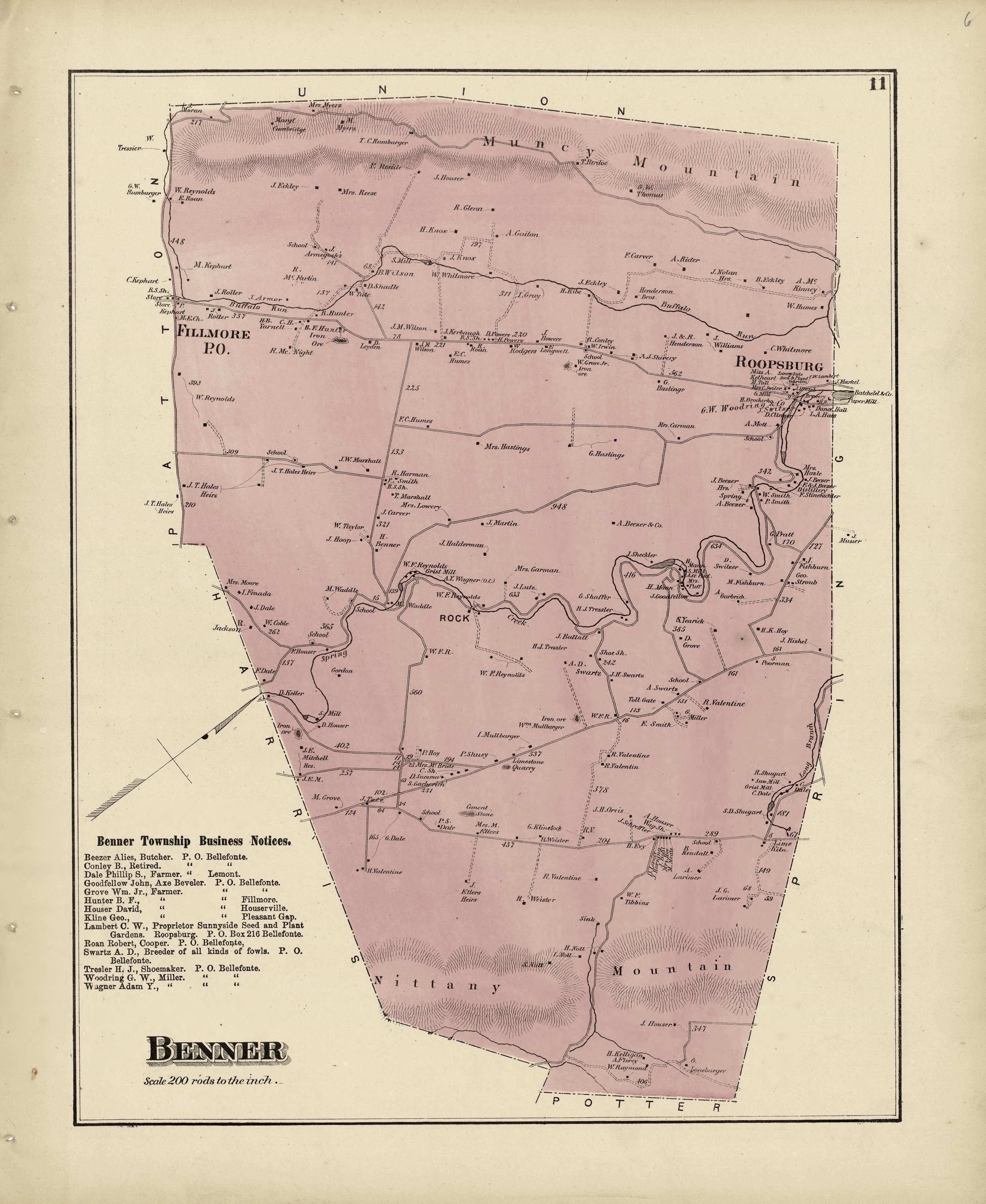 Benner from Atlas of Centre County, Pennsylvania 1874 by Relic Map Company