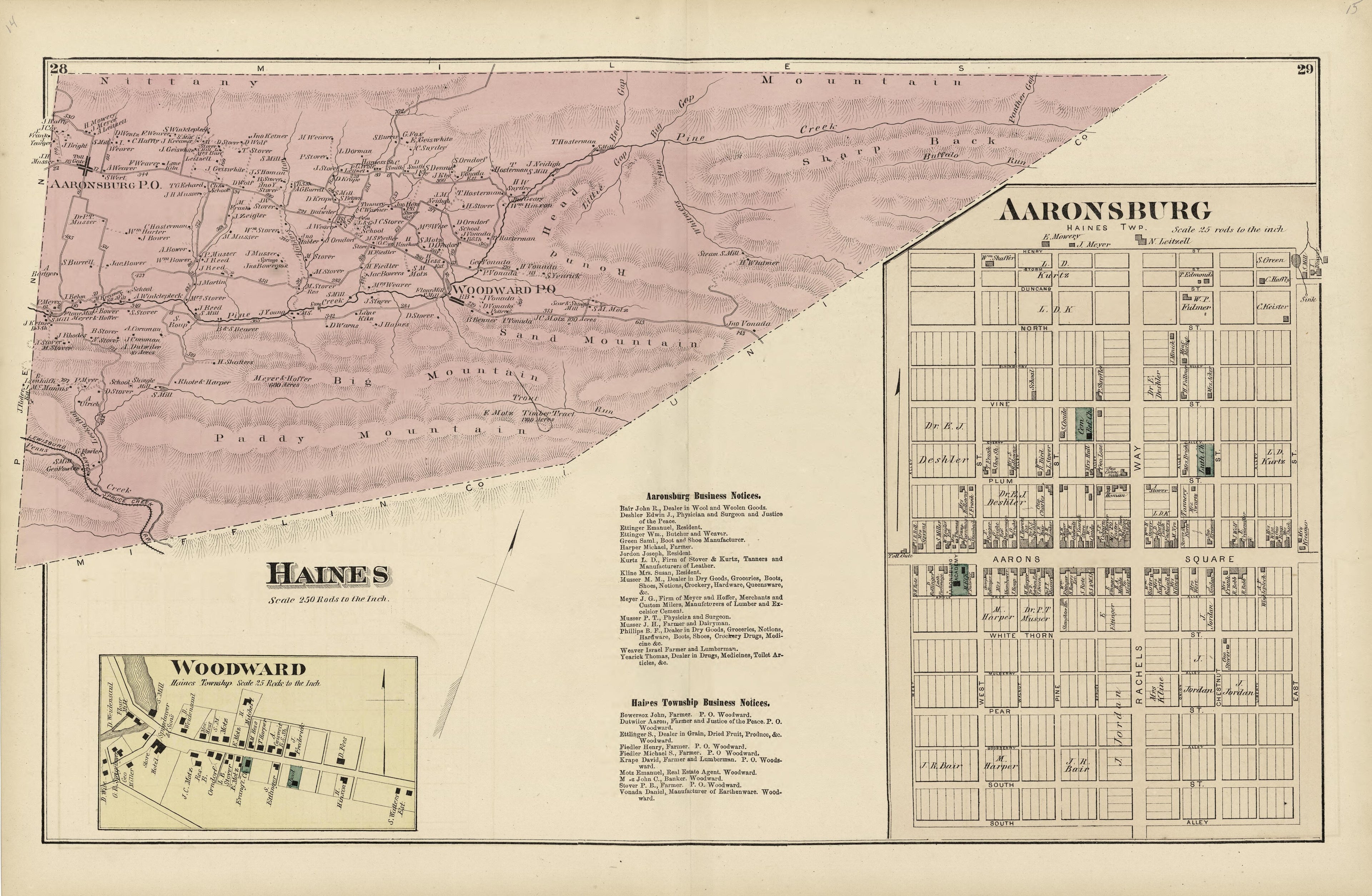 This old map of Centre County, Pennsylvania,  was created by A. Pomeroy &amp; Co|Nichols, Beach in 1874