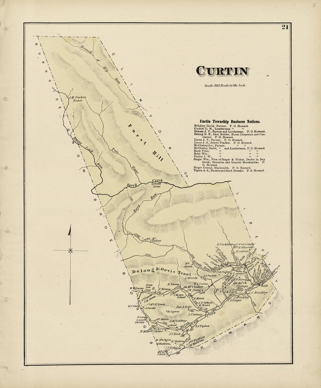 Curtain from Atlas of Centre County, Pennsylvania 1874 by Relic Map Company