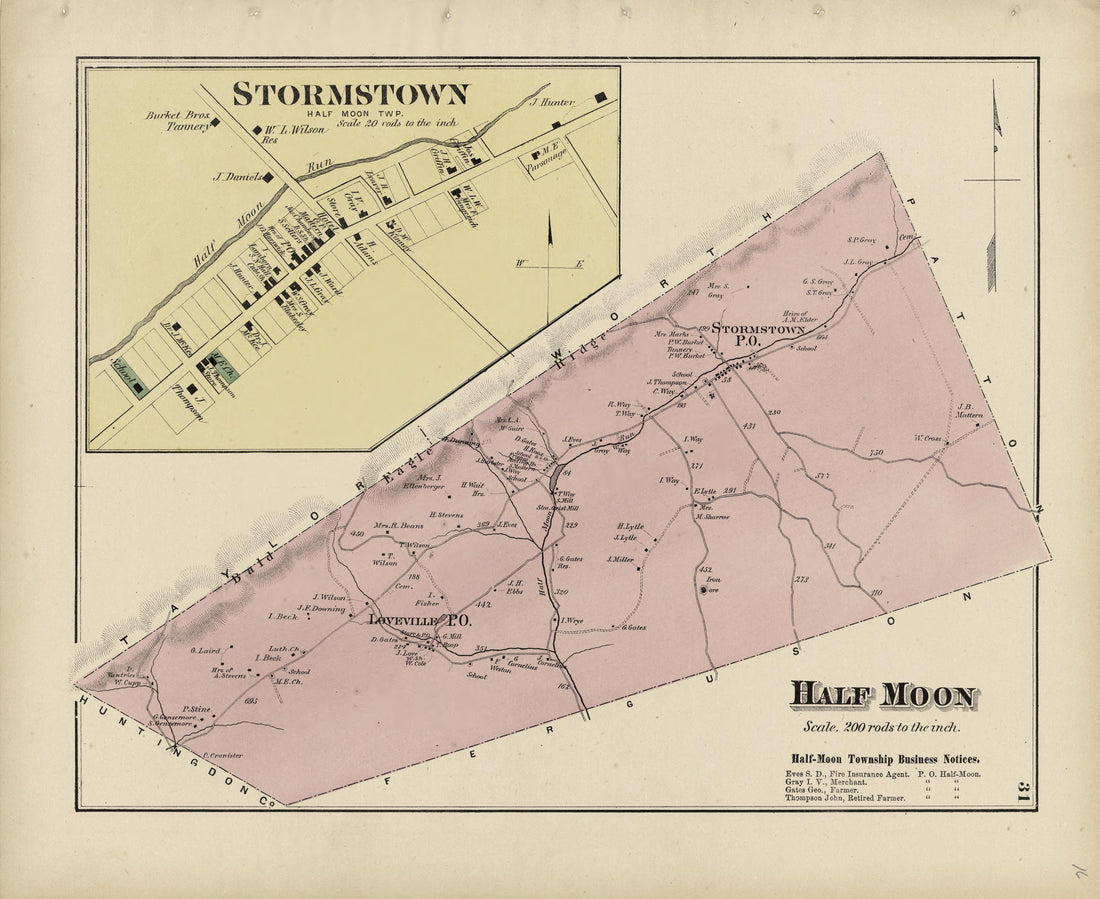 Half Moon; Stormstown from Atlas of Centre County, Pennsylvania 1874 by Relic Map Company