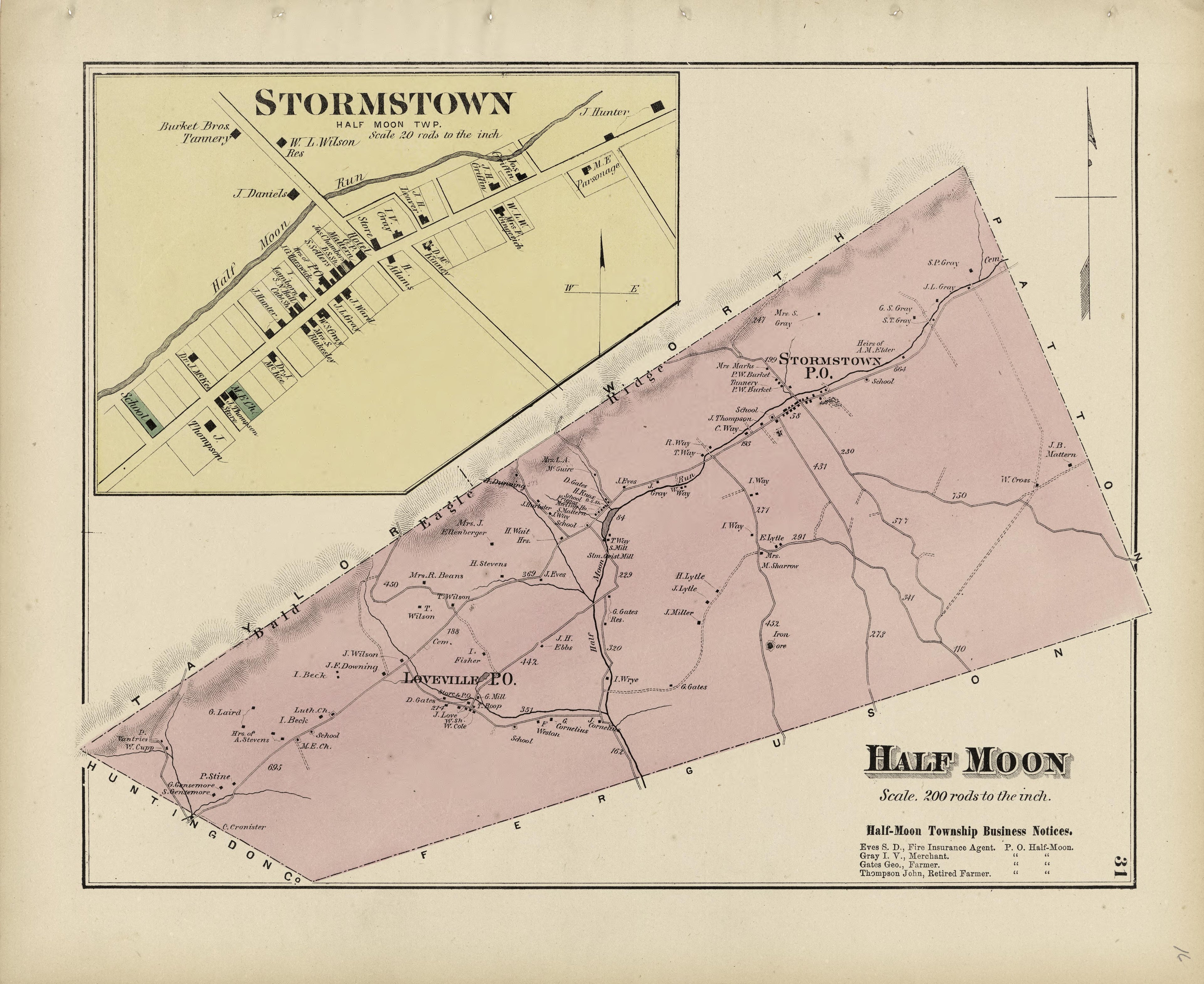 Half Moon; Stormstown from Atlas of Centre County, Pennsylvania 1874 by Relic Map Company