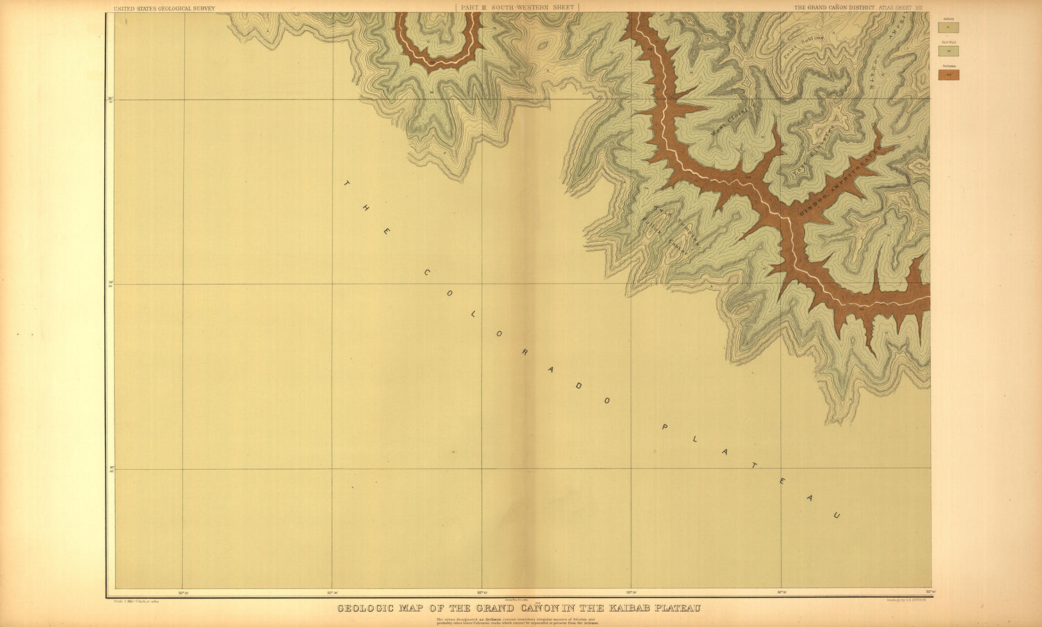 This old map of Arizona, Grand Canyon,  was created by Dutton, Clarence E. (Clarence Edward) in 1882
