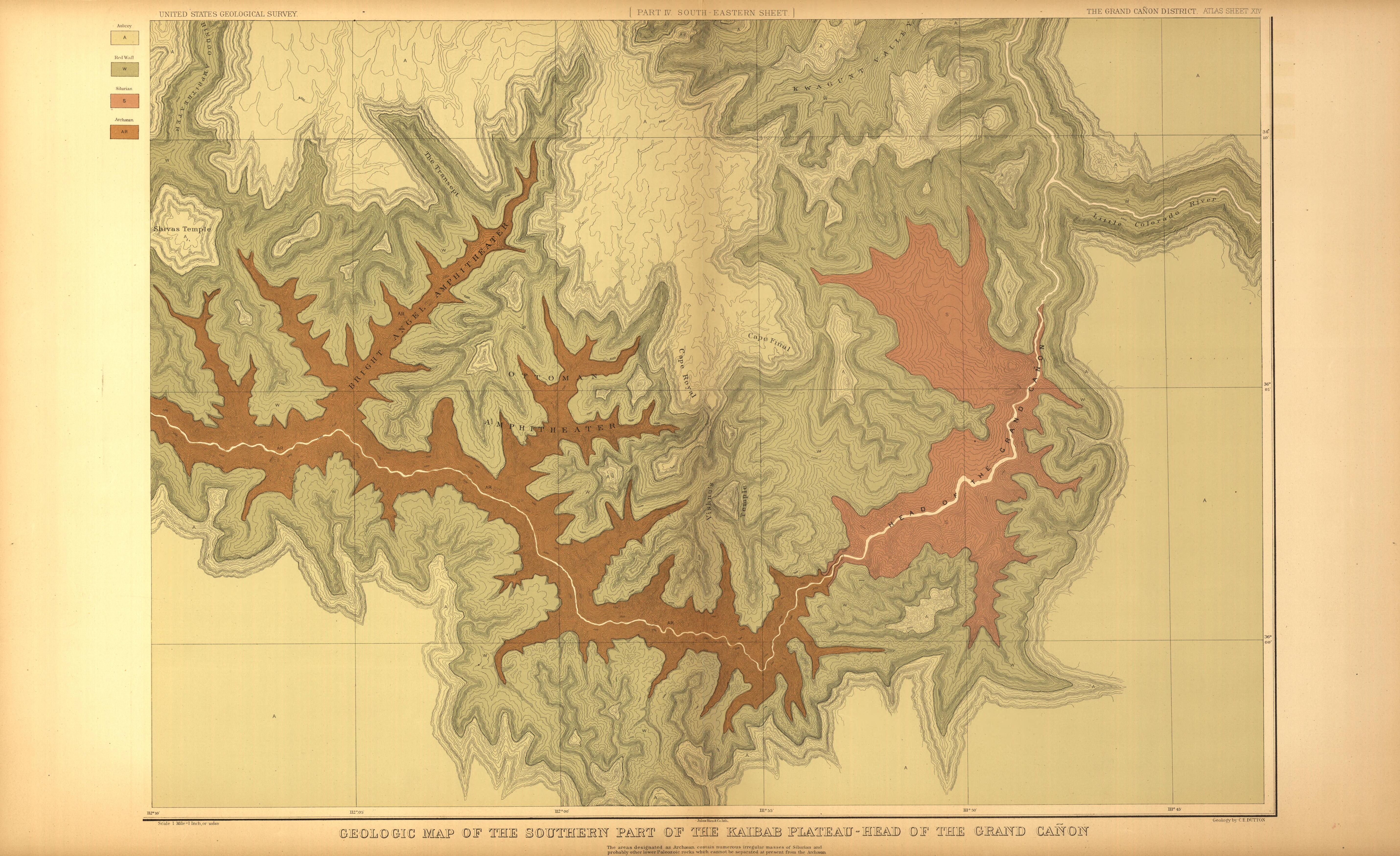 This old map of Arizona, Grand Canyon,  was created by Dutton, Clarence E. (Clarence Edward) in 1882