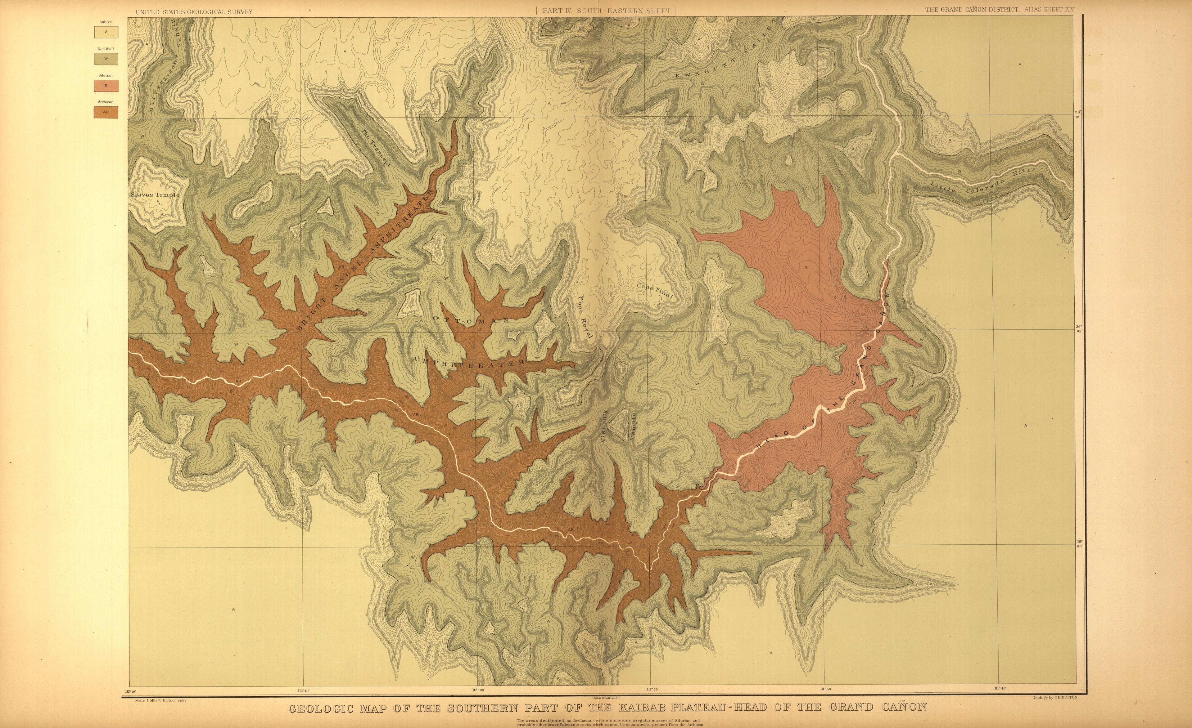 This old map of Arizona, Grand Canyon,  was created by Dutton, Clarence E. (Clarence Edward) in 1882