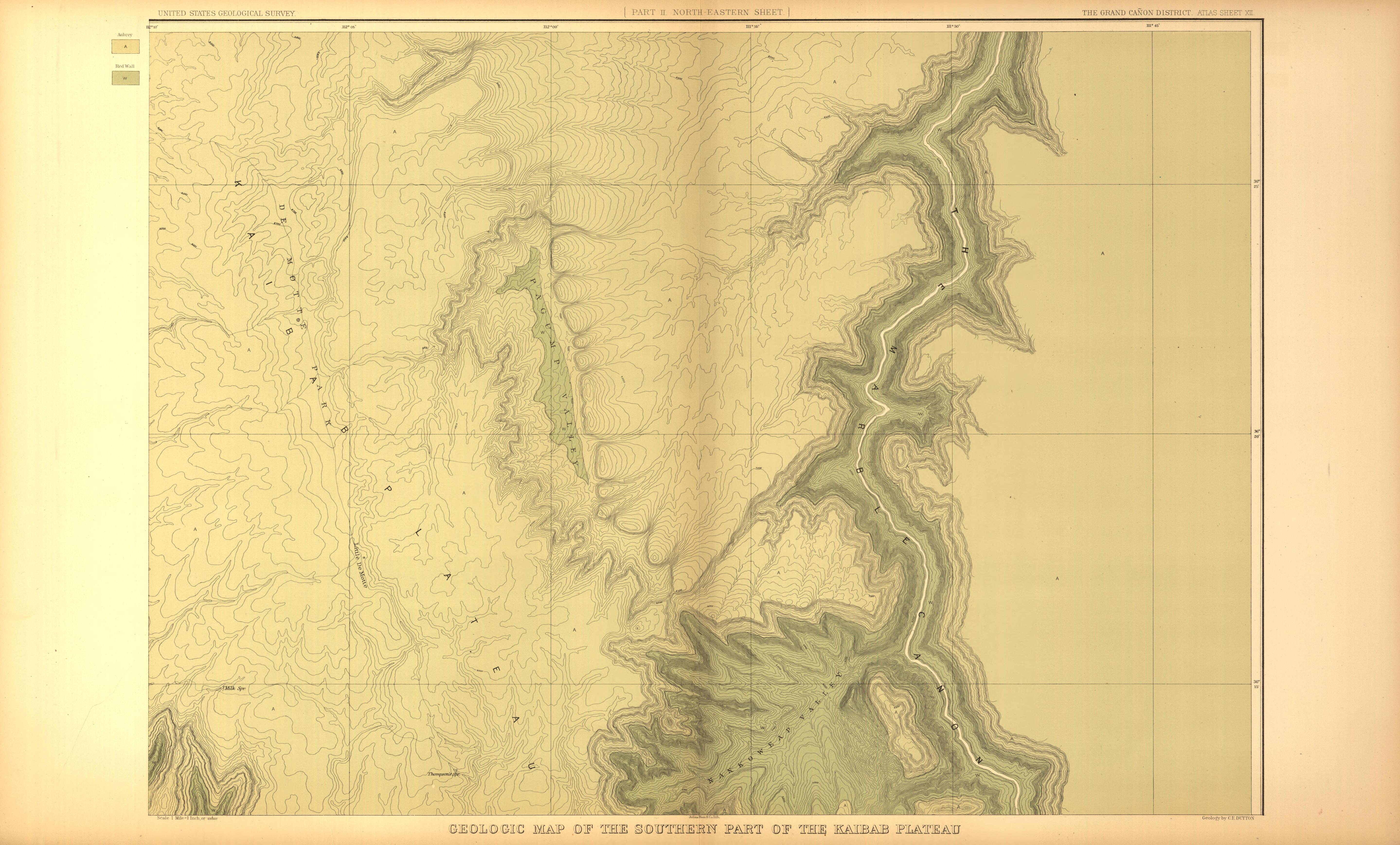 This old map of Arizona, Grand Canyon,  was created by Dutton, Clarence E. (Clarence Edward) in 1882