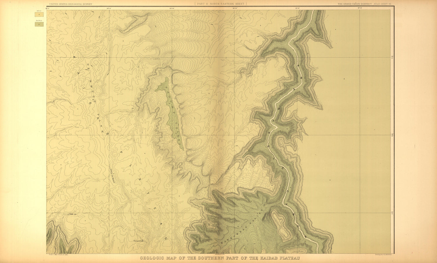 This old map of Arizona, Grand Canyon,  was created by Dutton, Clarence E. (Clarence Edward) in 1882