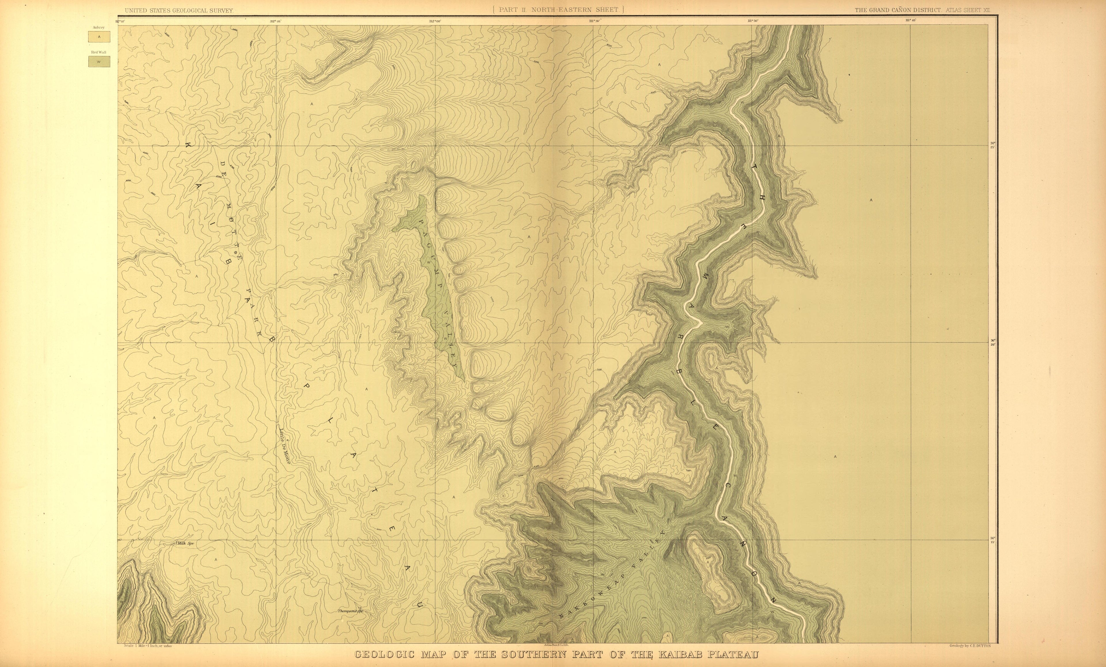 This old map of Arizona, Grand Canyon,  was created by Dutton, Clarence E. (Clarence Edward) in 1882