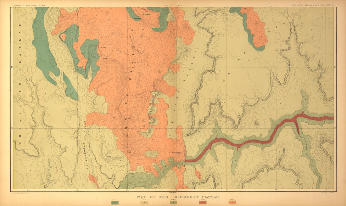 This old map of Arizona, Grand Canyon,  was created by Dutton, Clarence E. (Clarence Edward) in 1882