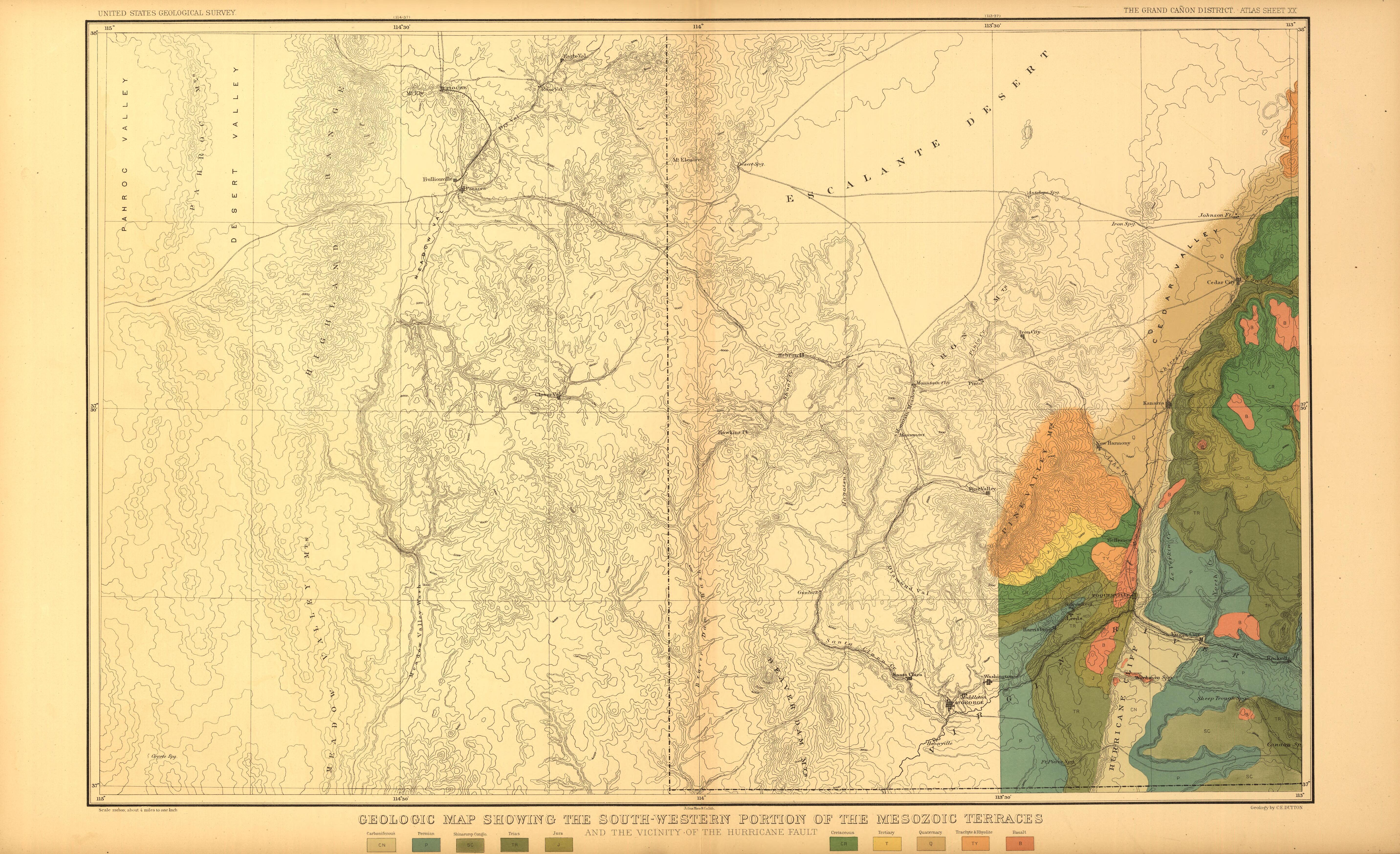 This old map of Arizona, Grand Canyon,  was created by Dutton, Clarence E. (Clarence Edward) in 1882