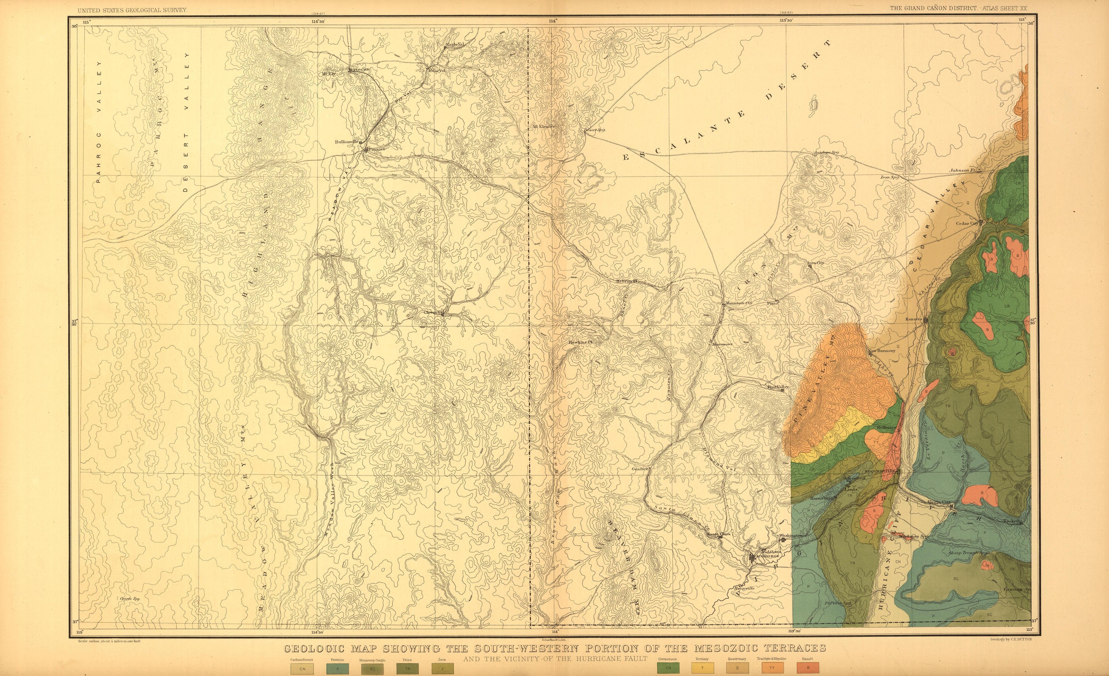 This old map of Arizona, Grand Canyon,  was created by Dutton, Clarence E. (Clarence Edward) in 1882