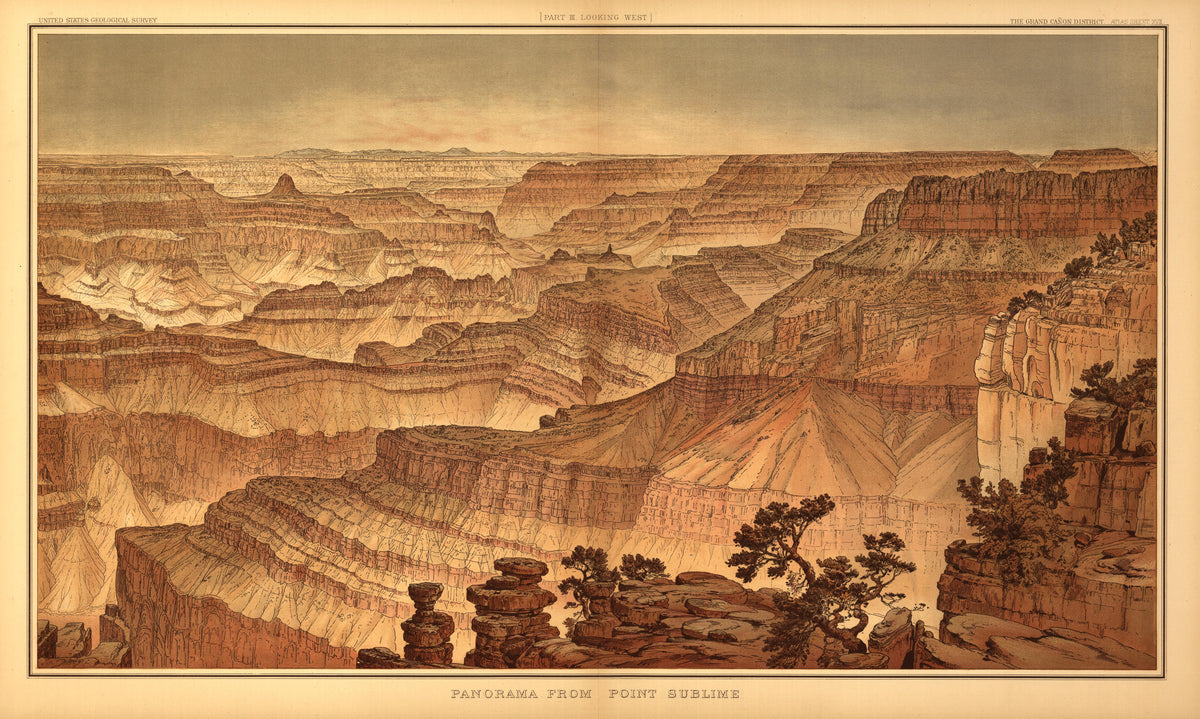 Sheet XVII - Panorama from Point Sublime from Tertiary History of the Grand Cañon District, With Atlas 1882 by Relic Map Company
