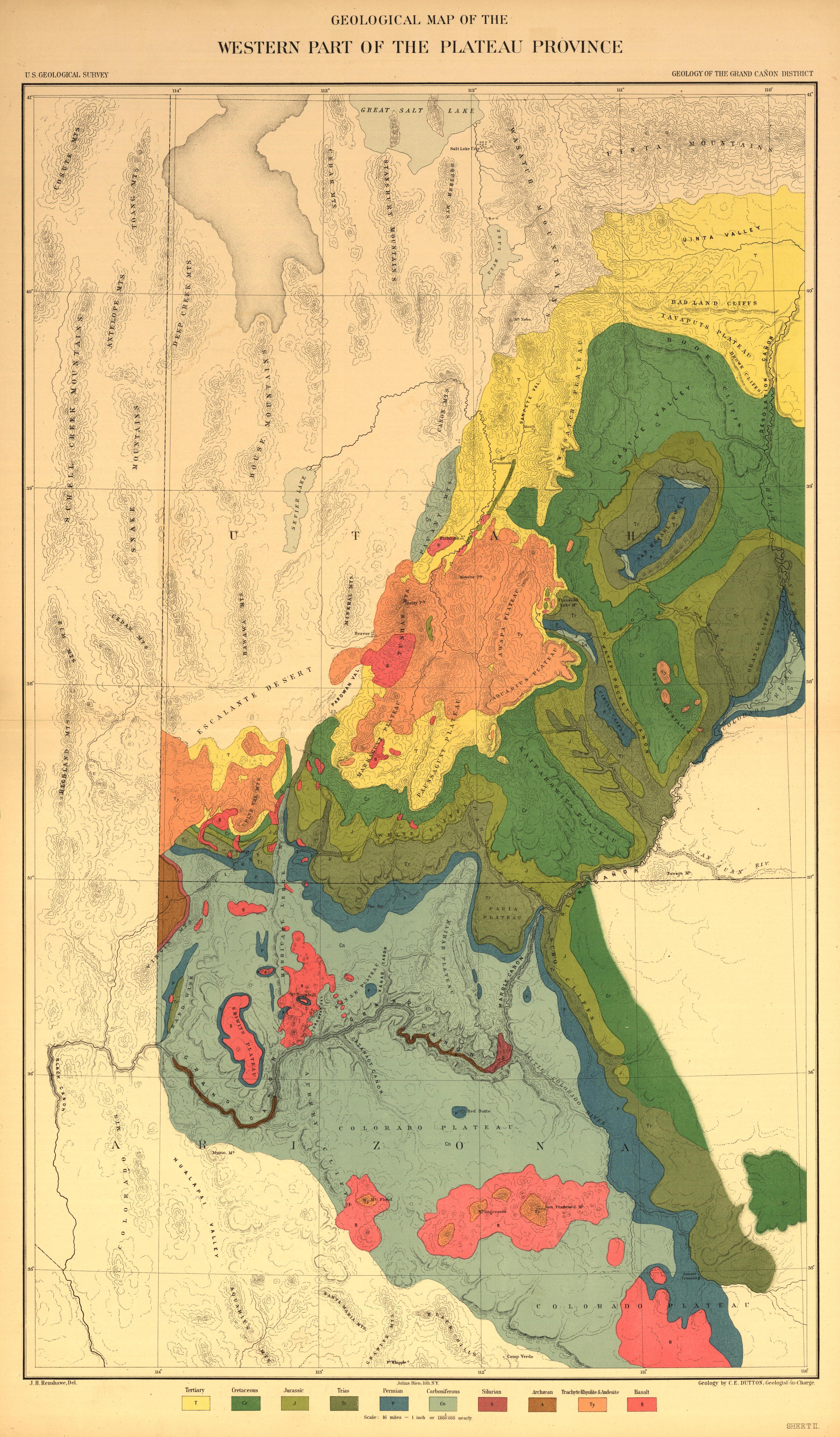 This old map of Arizona, Grand Canyon,  was created by Dutton, Clarence E. (Clarence Edward) in 1882