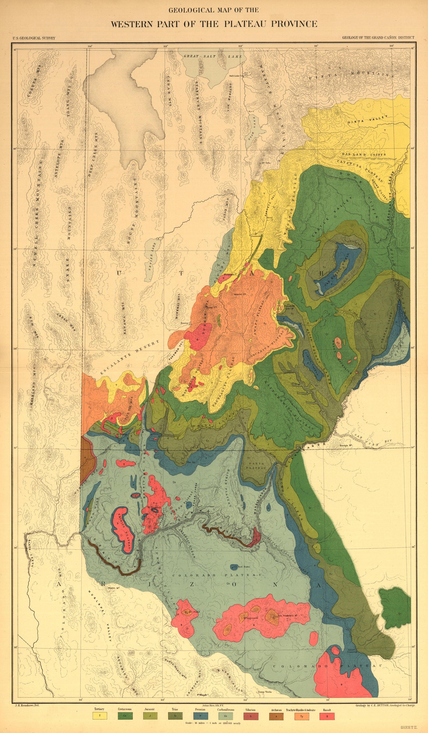 This old map of Arizona, Grand Canyon,  was created by Dutton, Clarence E. (Clarence Edward) in 1882