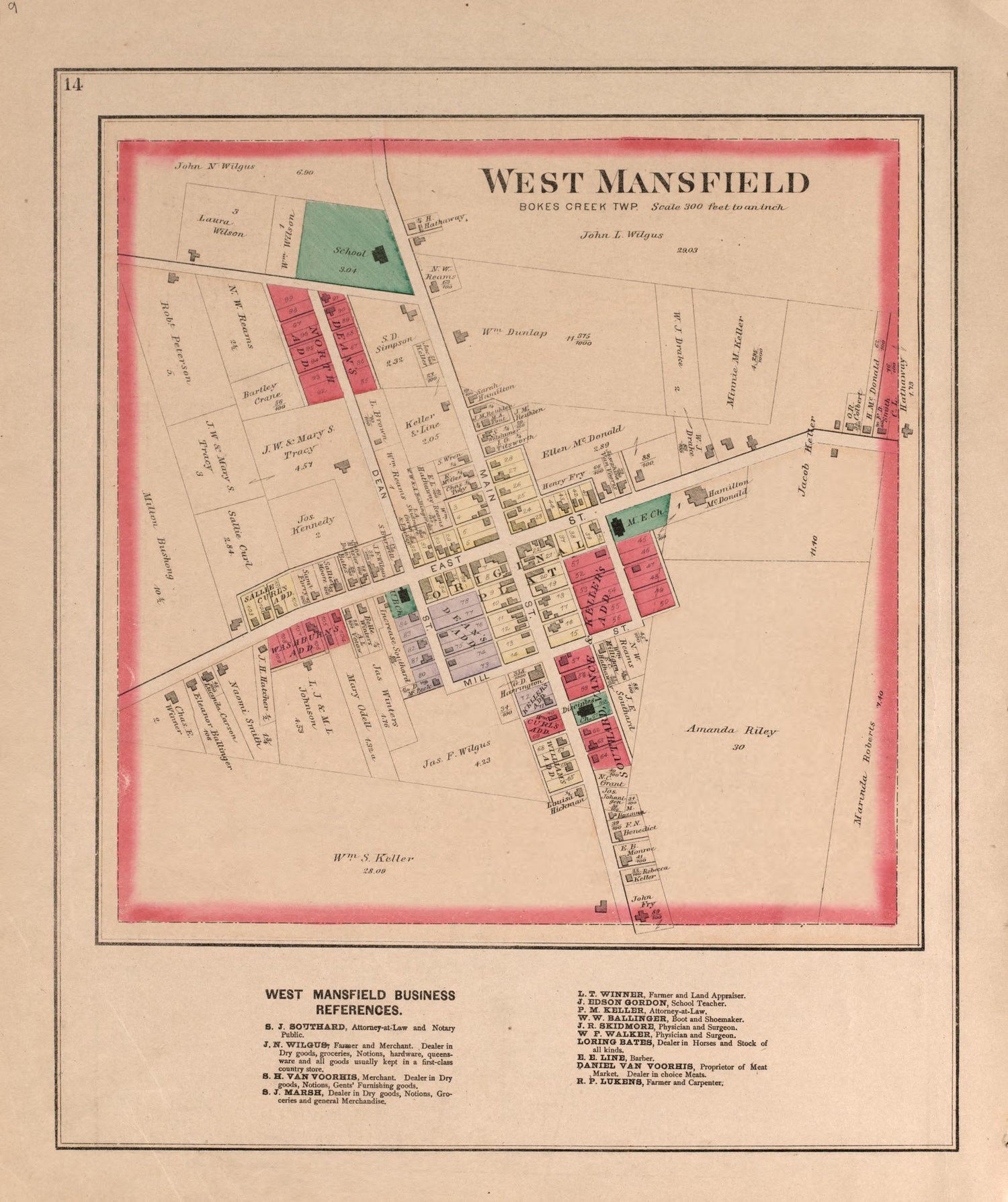 West Mansfield from Atlas of Logan County, Ohio 1890 by Relic Map Company