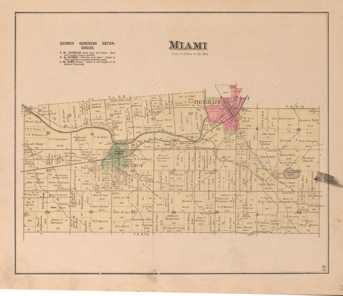 Miami from Atlas of Logan County, Ohio 1890 by Relic Map Company