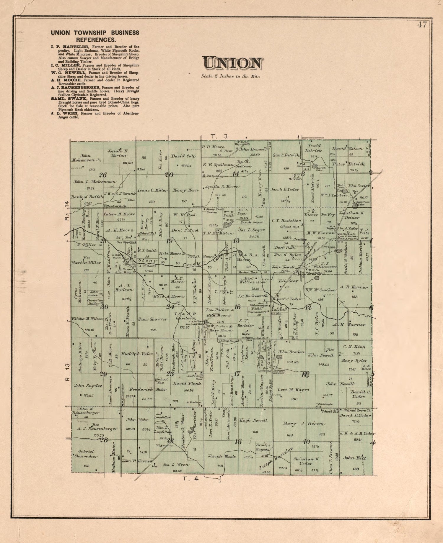 Union from Atlas of Logan County, Ohio 1890 by Relic Map Company