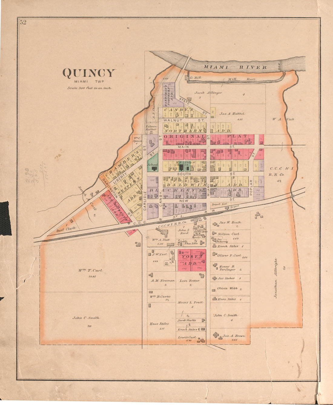 Quincy from Atlas of Logan County, Ohio 1890 by Relic Map Company