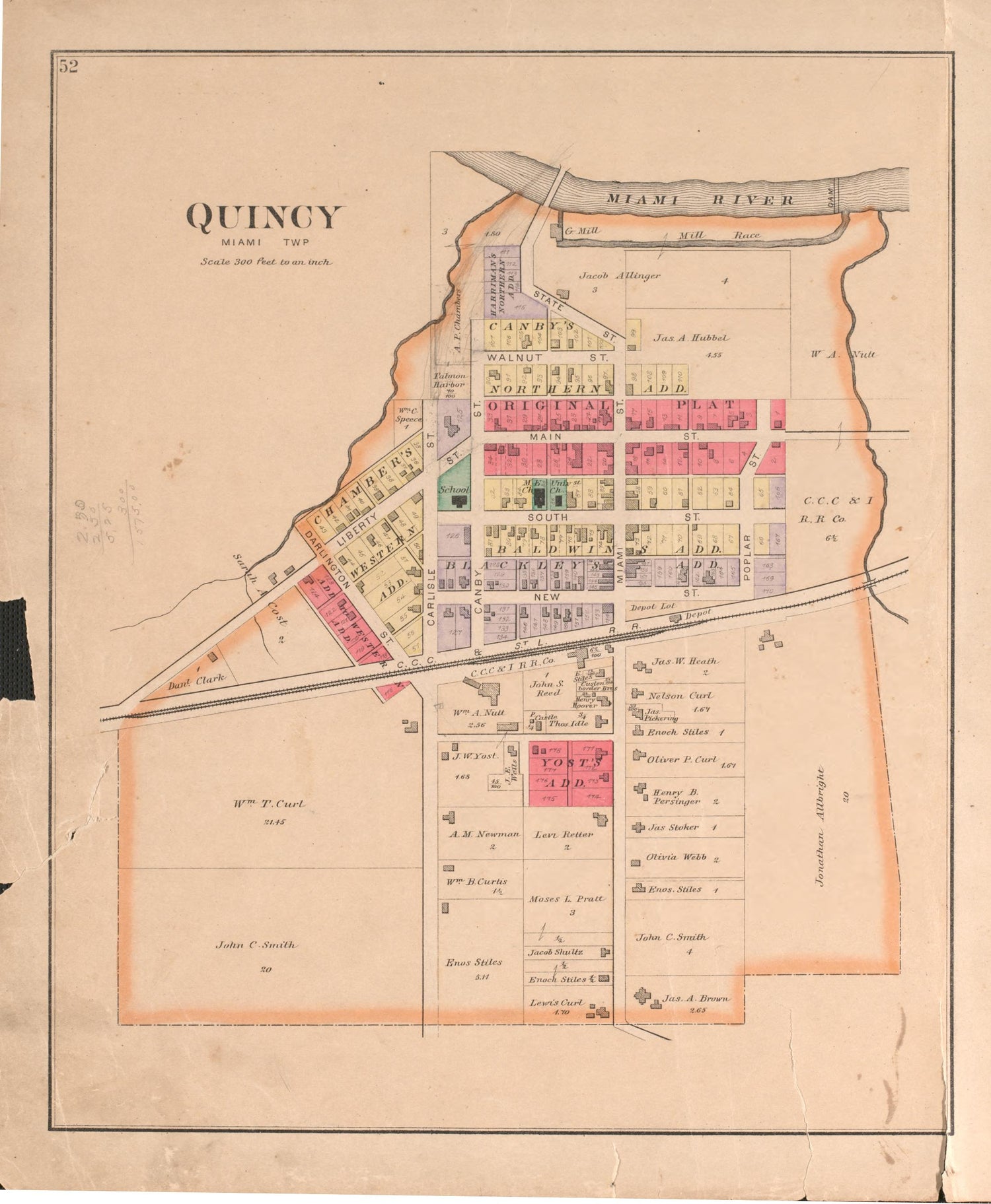Quincy from Atlas of Logan County, Ohio 1890 by Relic Map Company