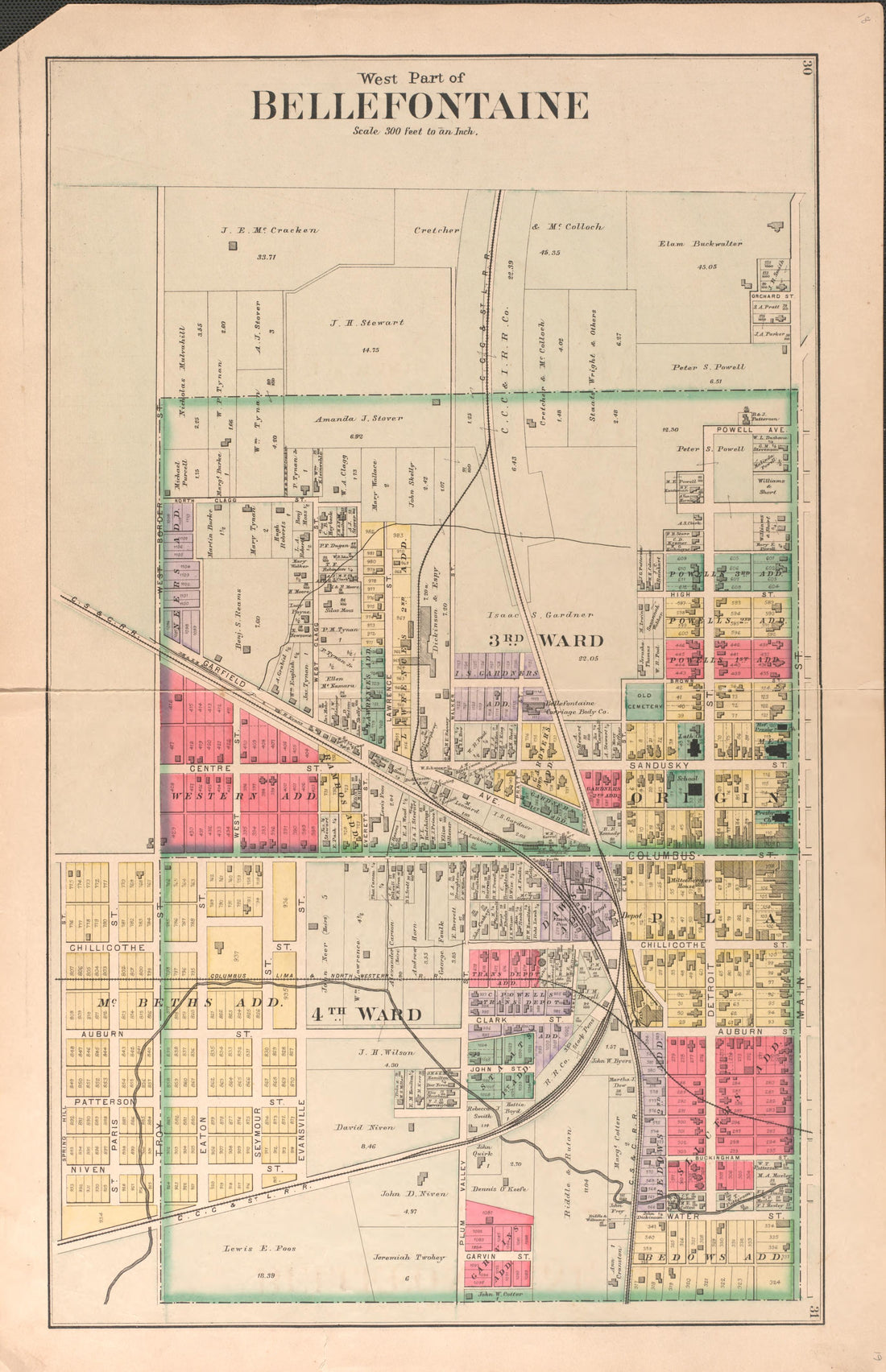 Bellefontaine-- West Part from Atlas of Logan County, Ohio 1890 by Relic Map Company
