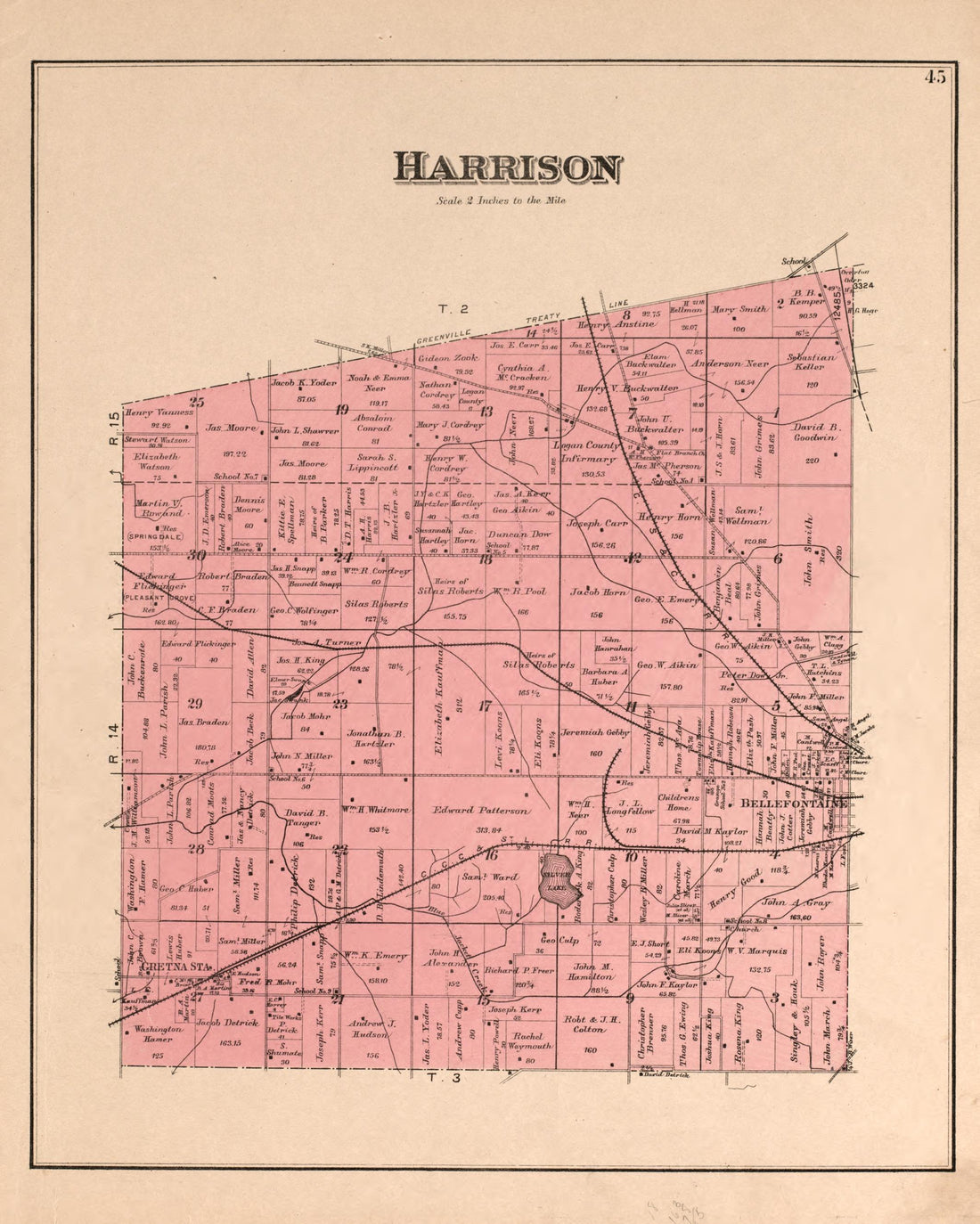 Harrison from Atlas of Logan County, Ohio 1890 by Relic Map Company