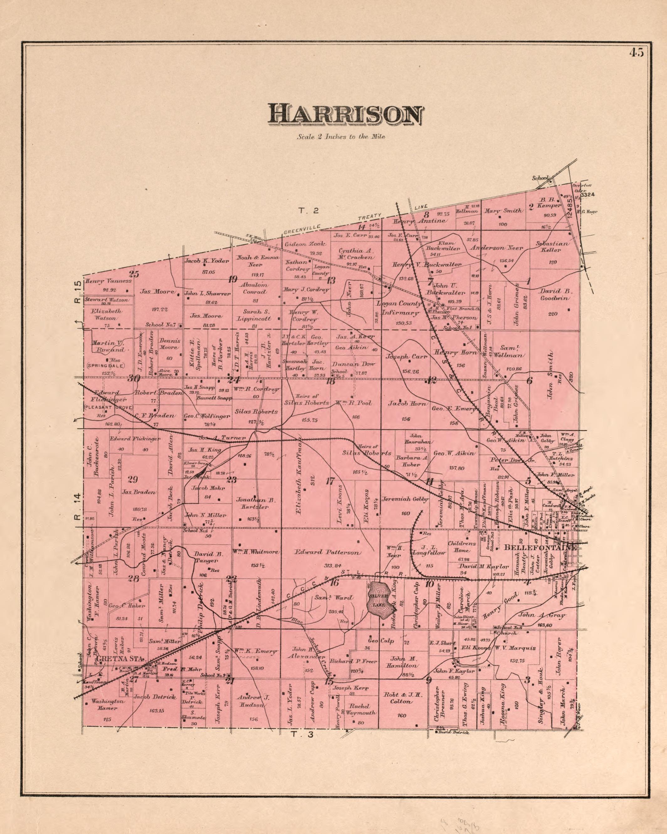 Harrison from Atlas of Logan County, Ohio 1890 by Relic Map Company