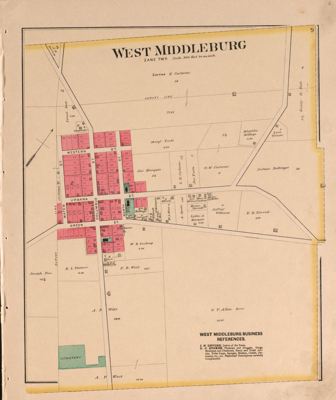 West Middleburg from Atlas of Logan County, Ohio 1890 by Relic Map Company