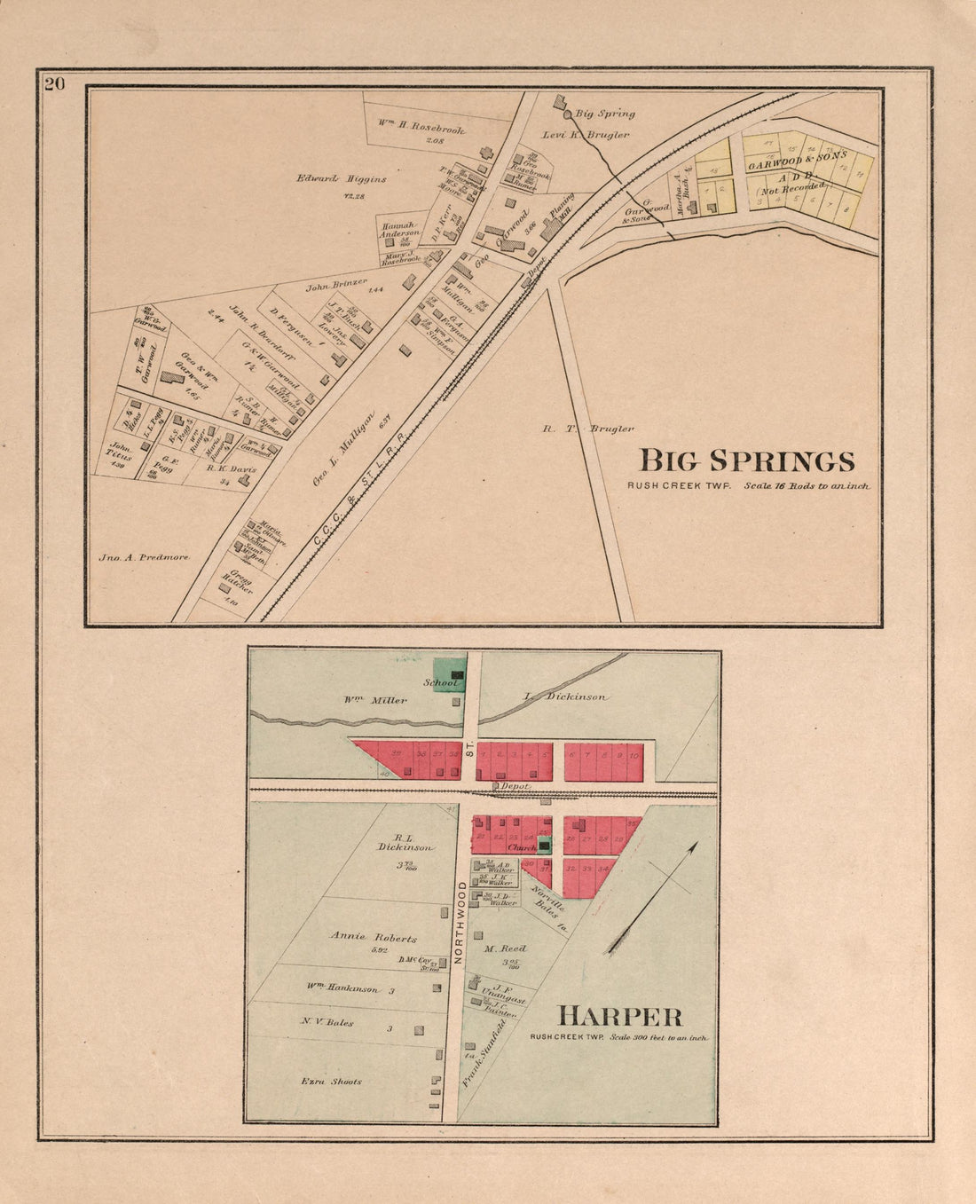 Big Springs, Harper from Atlas of Logan County, Ohio 1890 by Relic Map Company