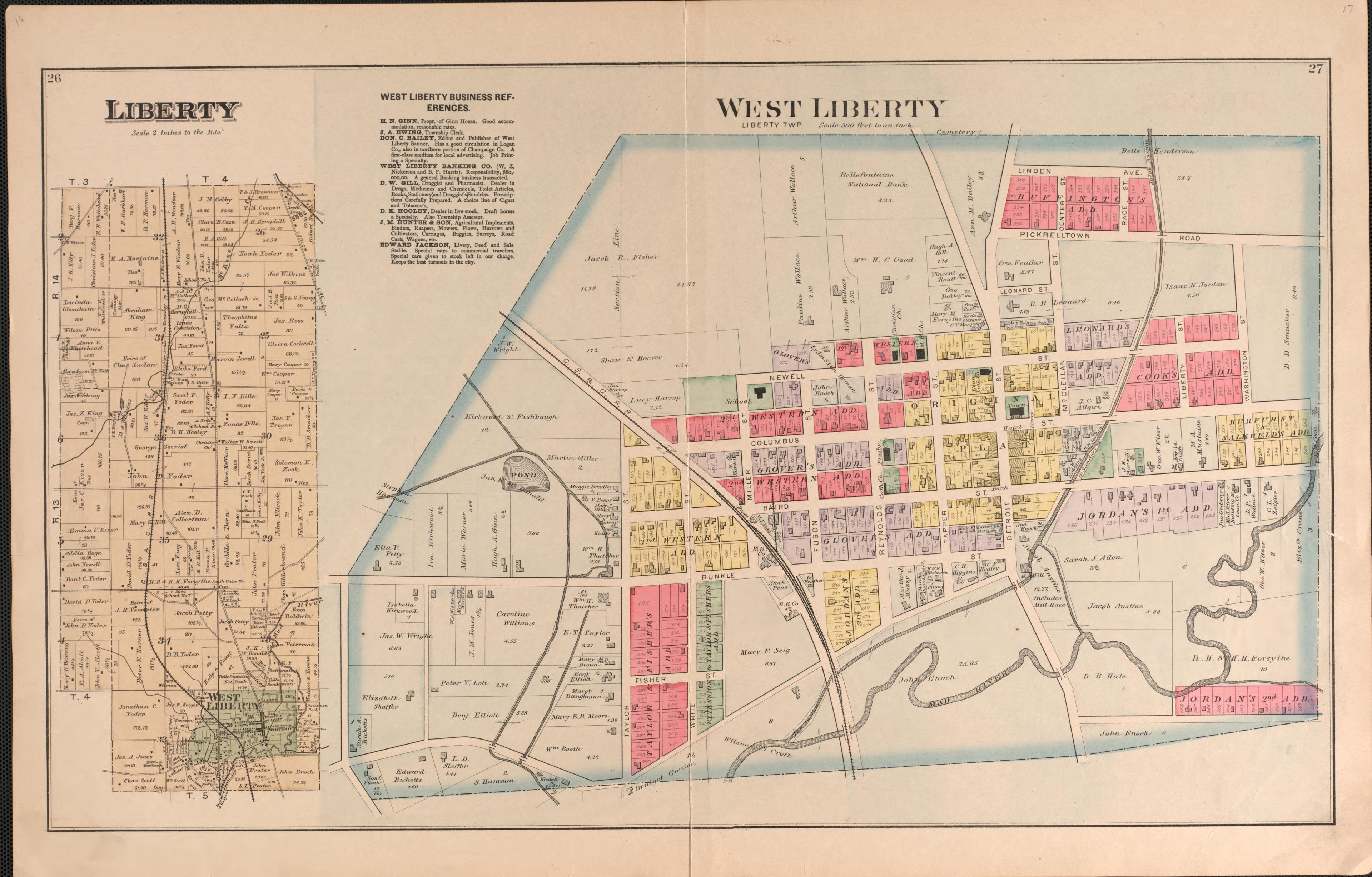 Liberty, West Liberty from Atlas of Logan County, Ohio 1890 by Relic Map Company