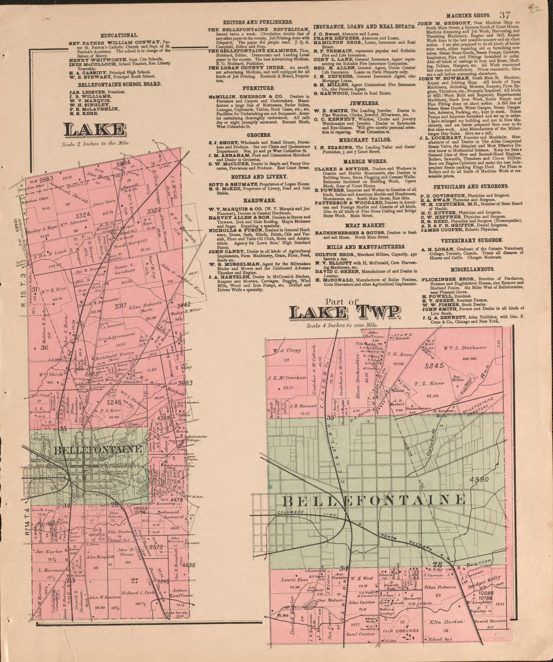 Lake from Atlas of Logan County, Ohio 1890 by Relic Map Company