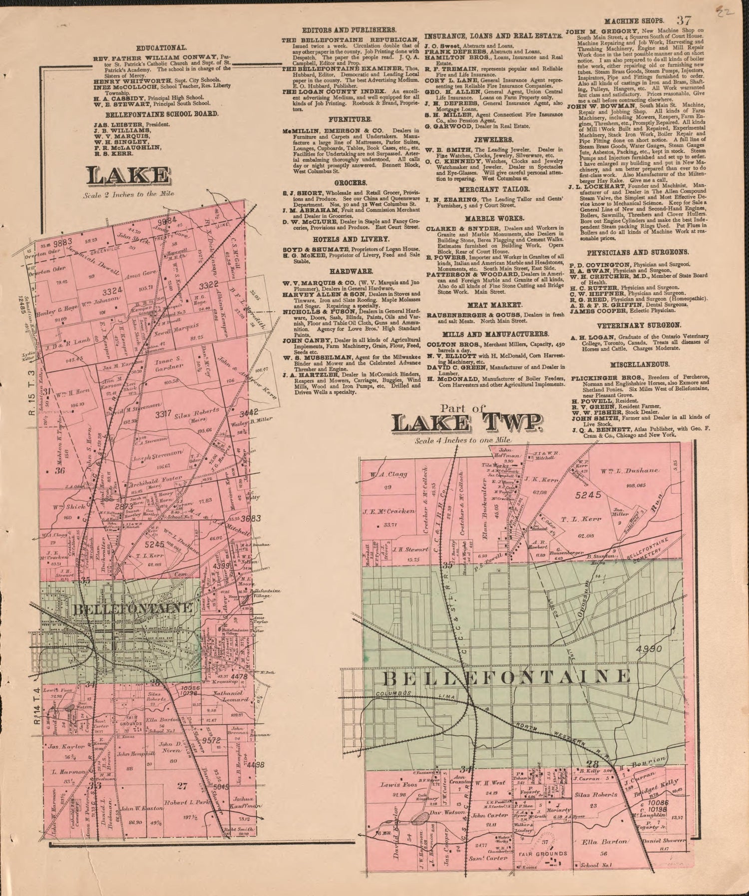 Lake from Atlas of Logan County, Ohio 1890 by Relic Map Company