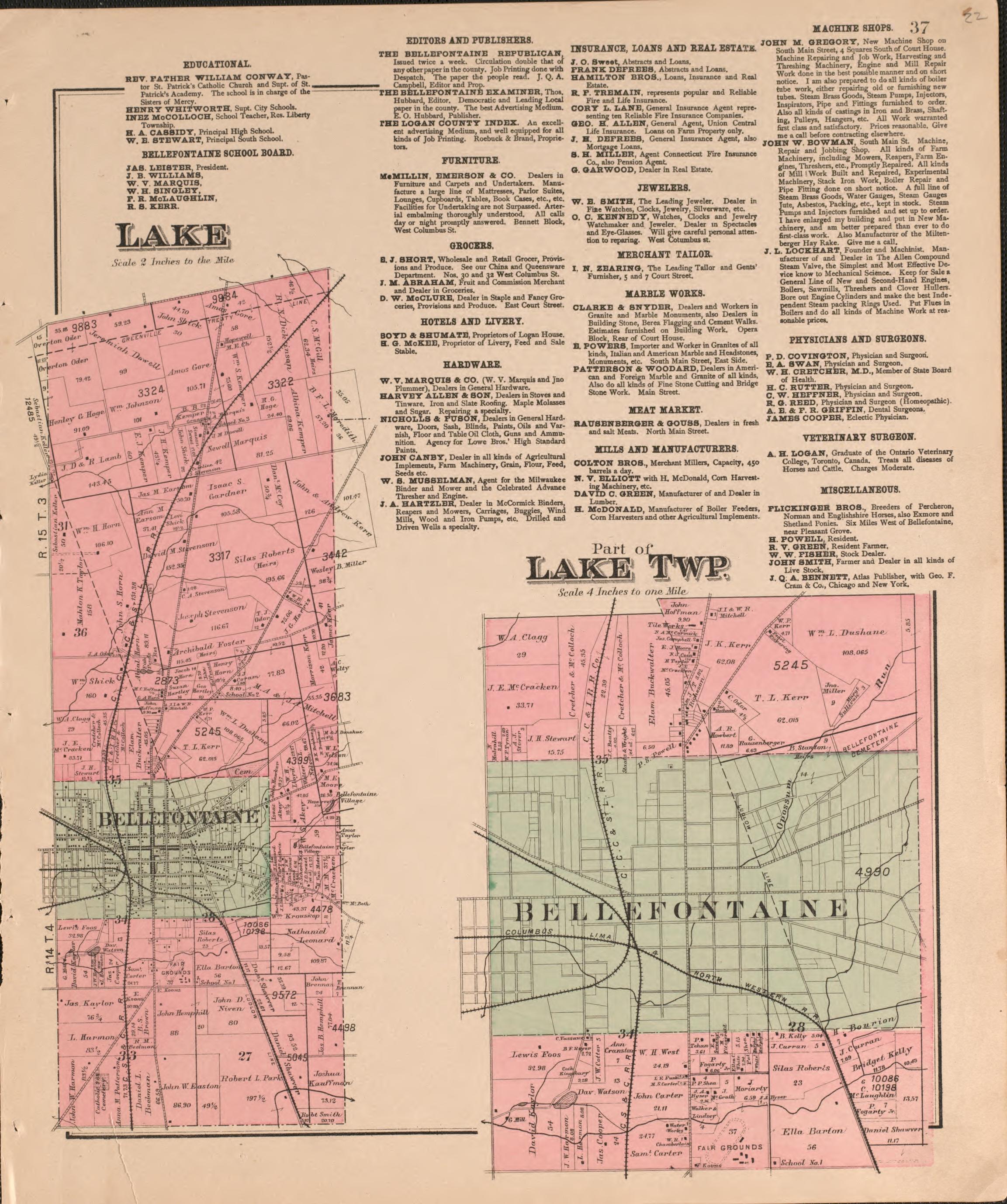 Lake from Atlas of Logan County, Ohio 1890 by Relic Map Company