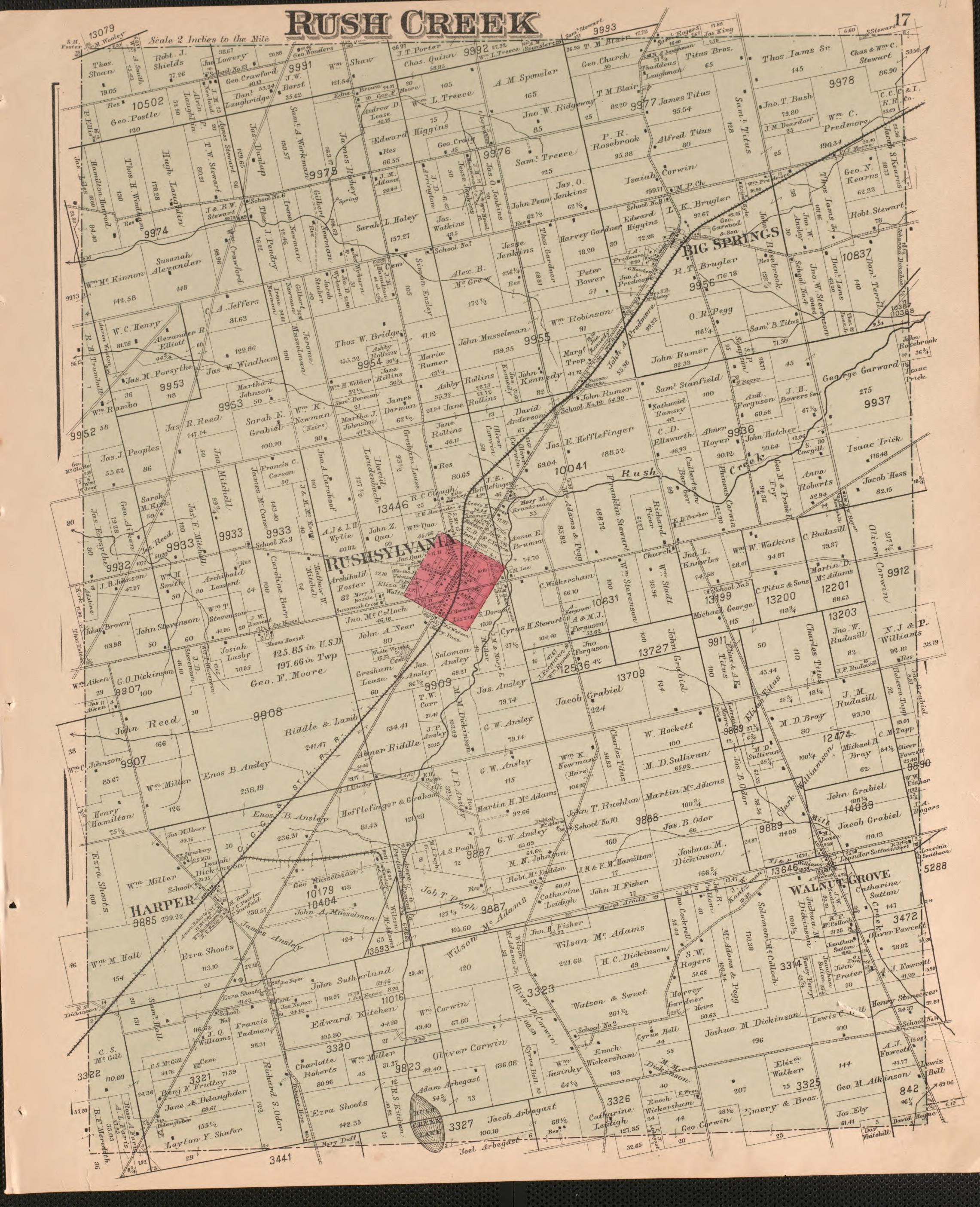 Rush Creek from Atlas of Logan County, Ohio 1890 by Relic Map Company