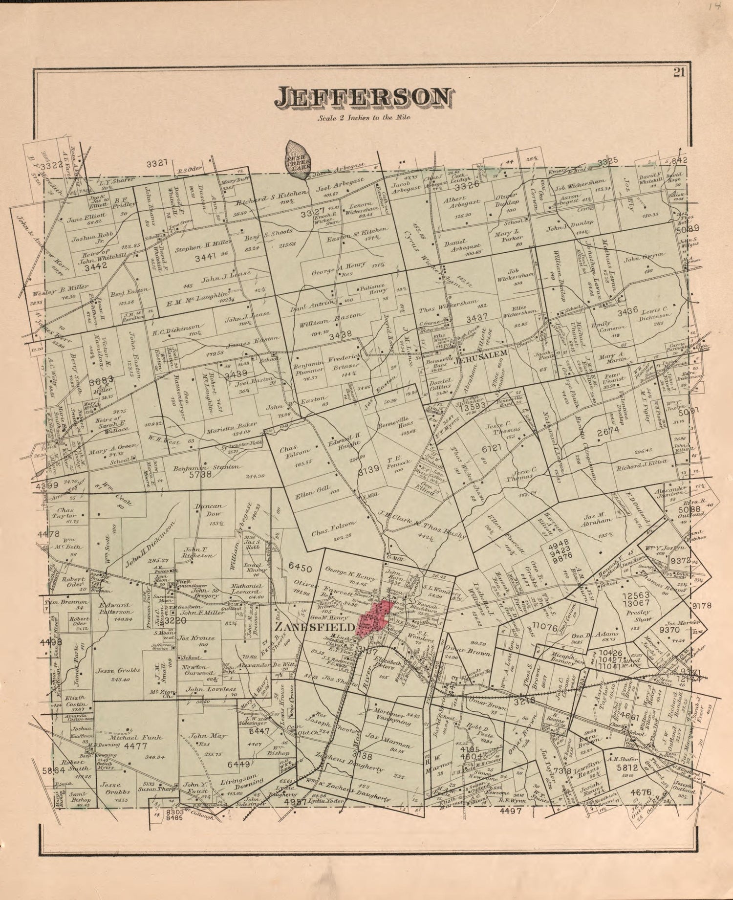 Jefferson from Atlas of Logan County, Ohio 1890 by Relic Map Company