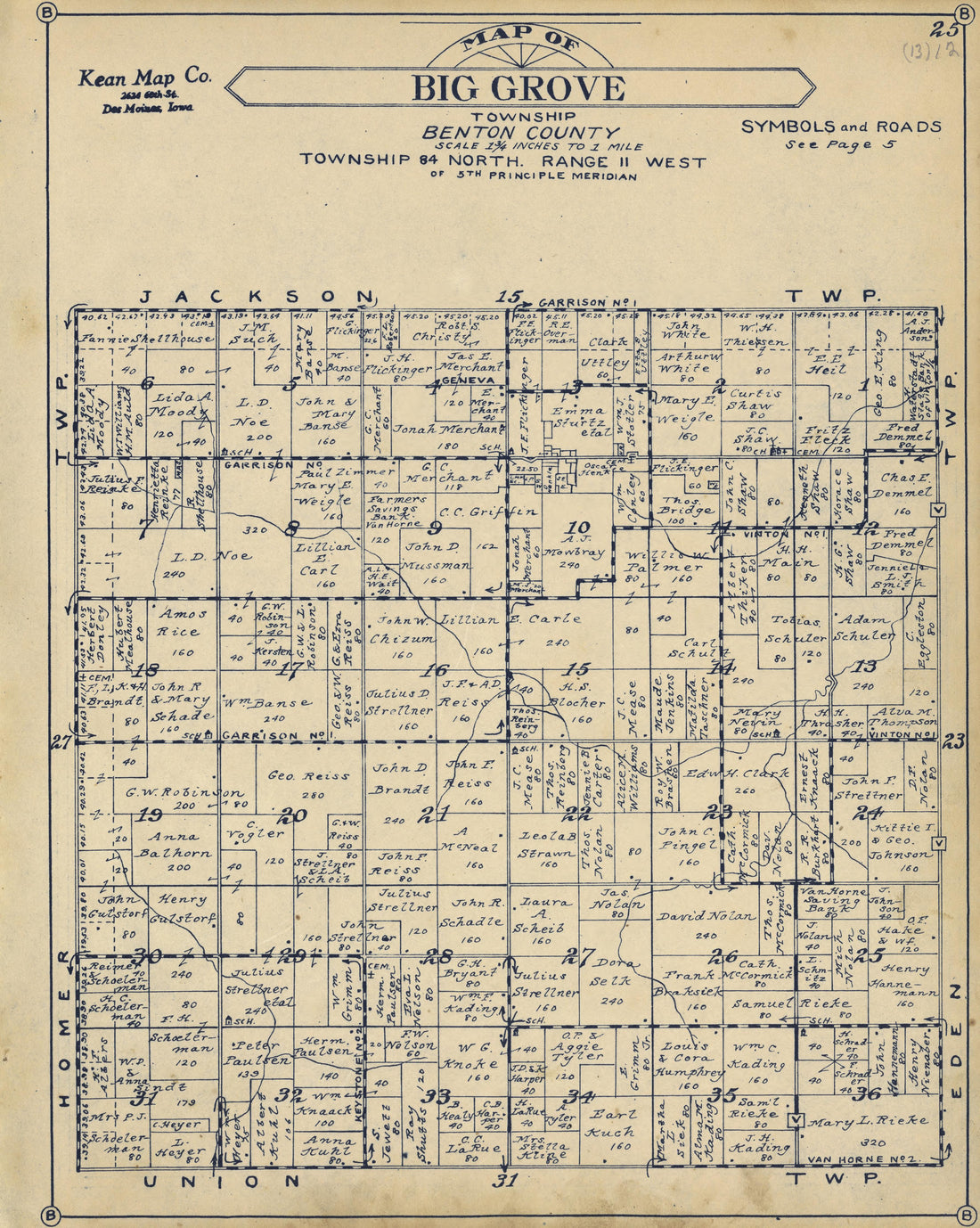 Big Grove Township from Atlas of Benton County, Iowa 1930 by Relic Map Company