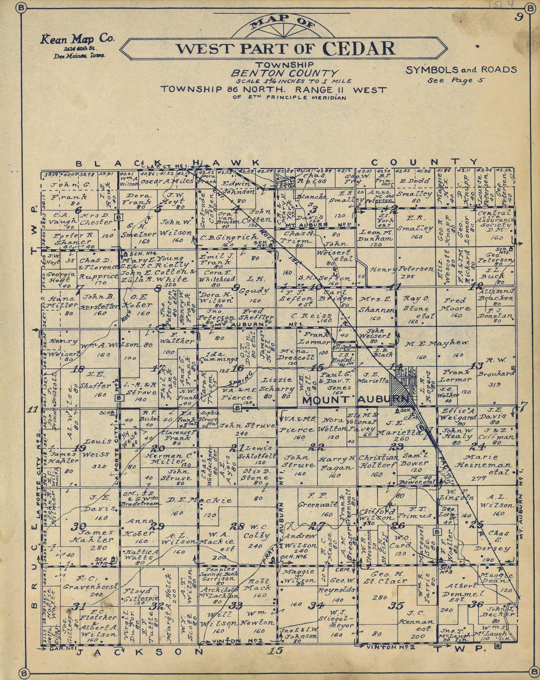 Harrison, East Part of Cedar, and North Part of Taylor Townships from Atlas of Benton County, Iowa 1930 by Relic Map Company