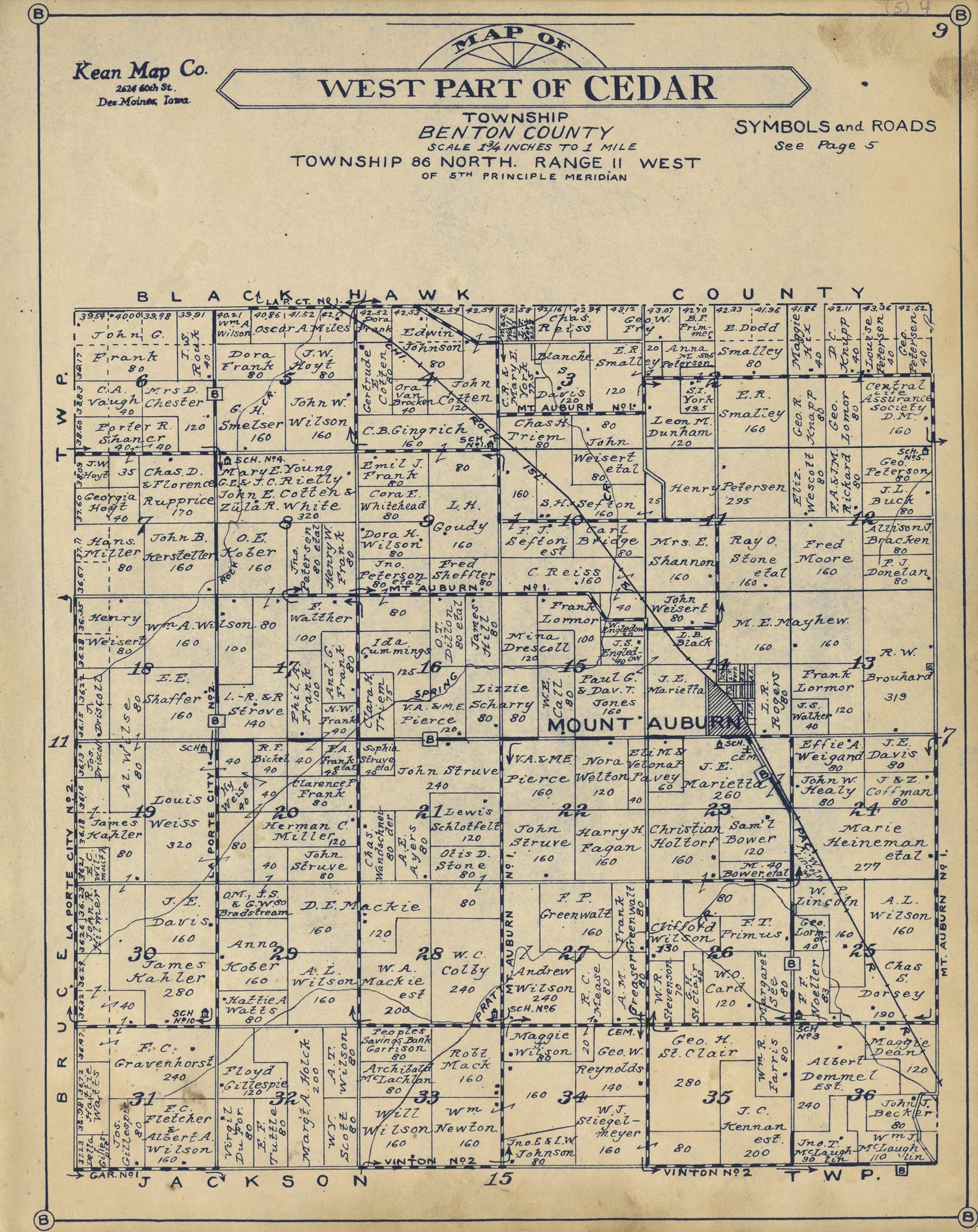 Harrison, East Part of Cedar, and North Part of Taylor Townships from Atlas of Benton County, Iowa 1930 by Relic Map Company