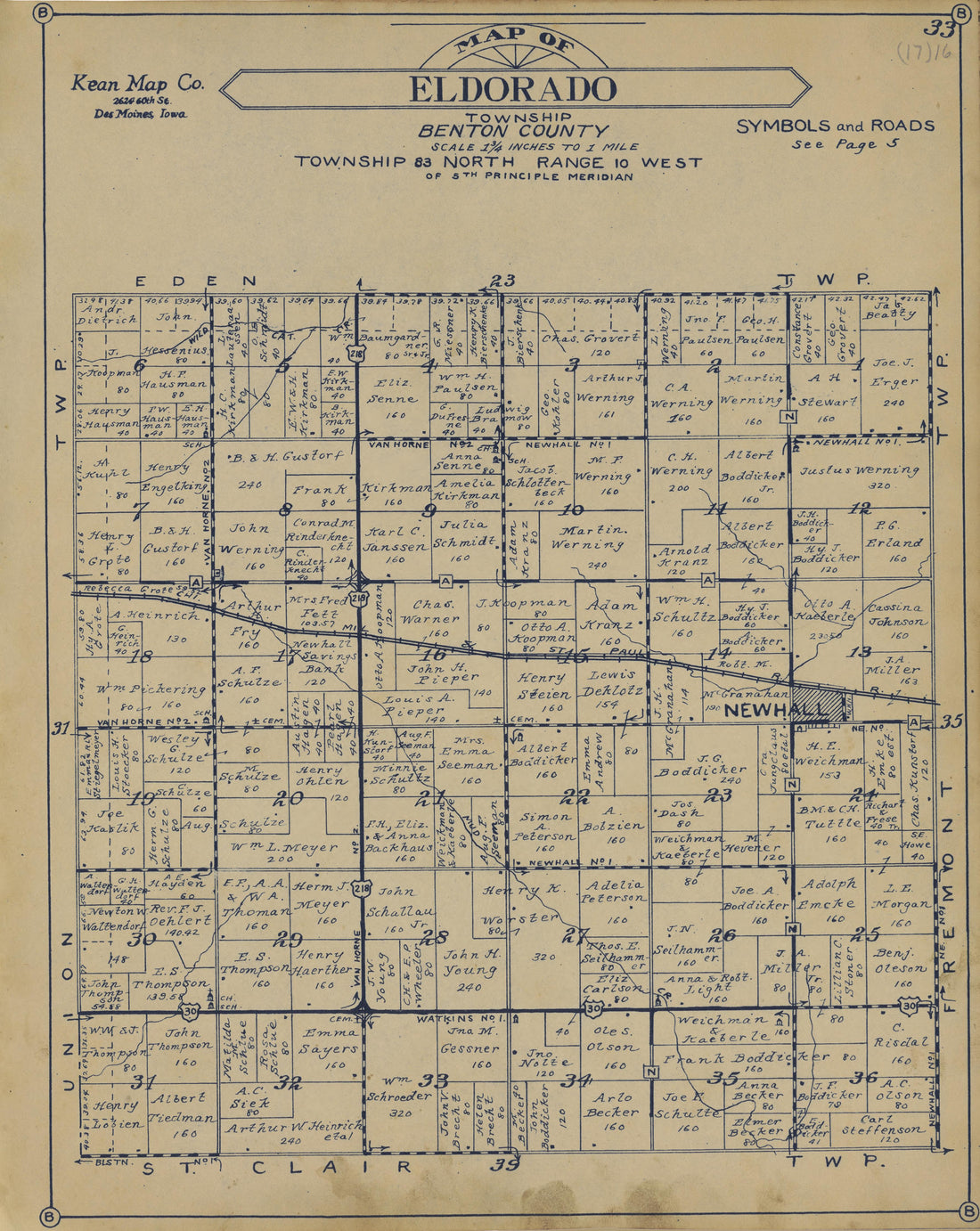 El Dorado Township from Atlas of Benton County, Iowa 1930 by Relic Map Company