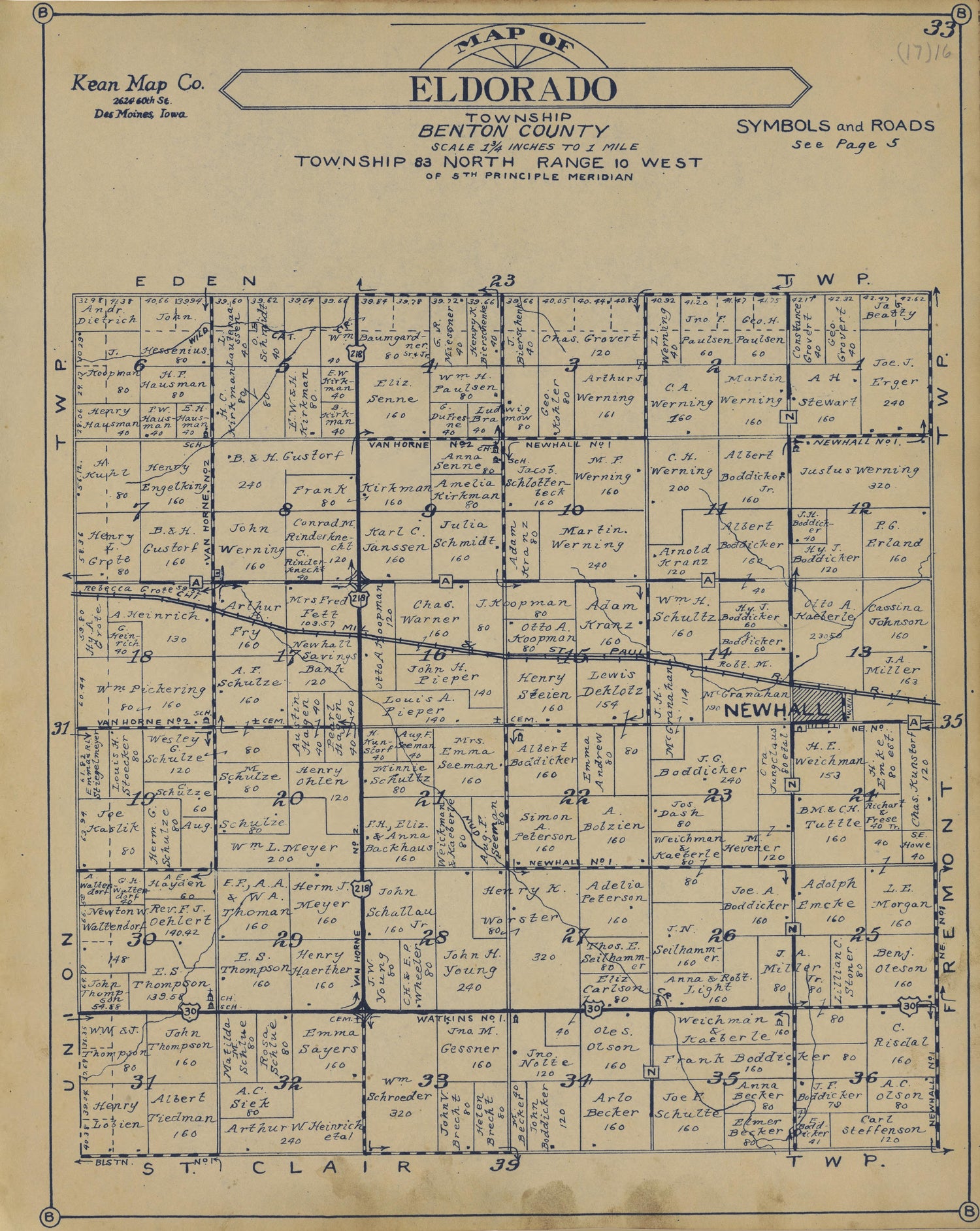 El Dorado Township from Atlas of Benton County, Iowa 1930 by Relic Map Company
